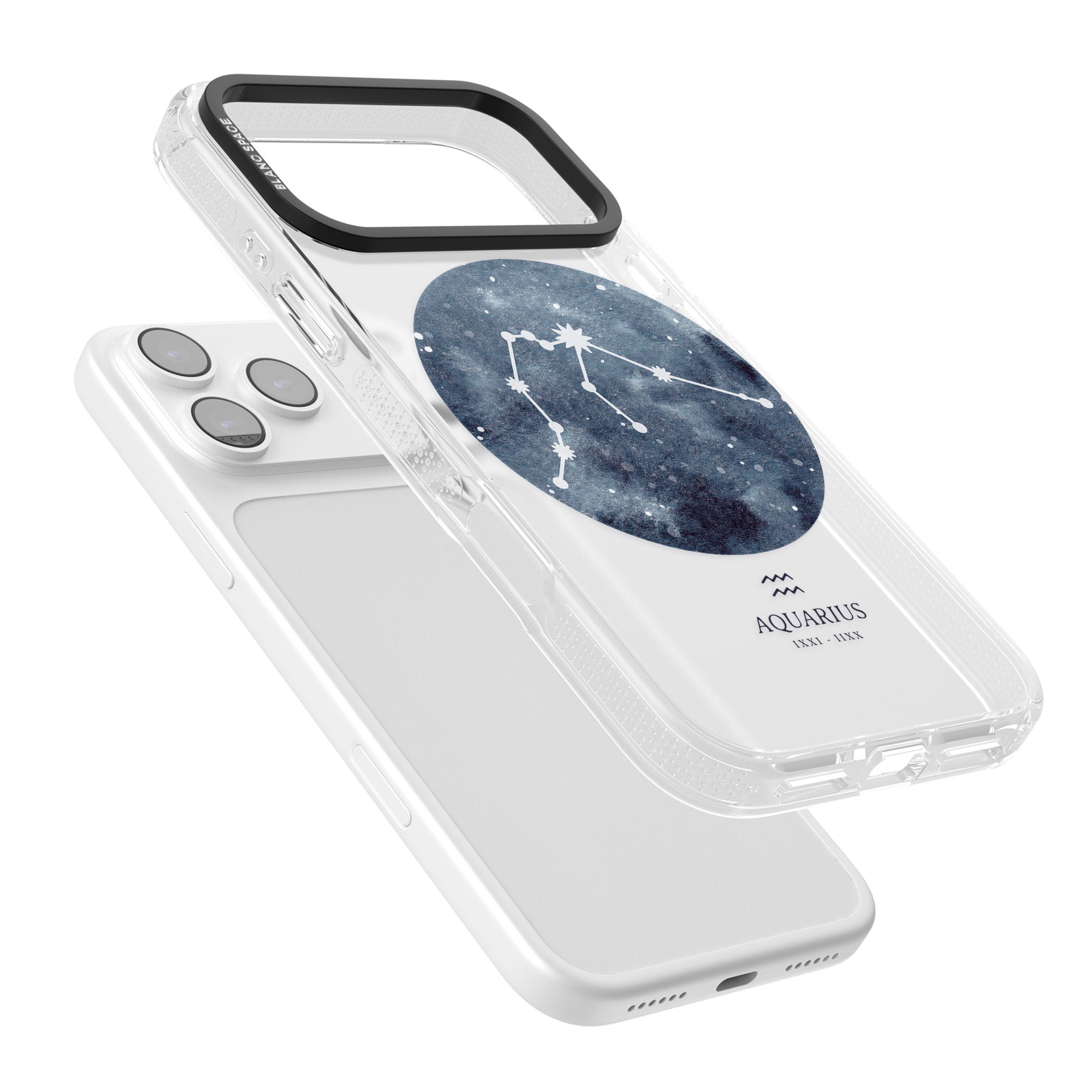 Aquarius Zodiac Blue iPhone 17 Pro Impact Air Clear Phone Case Colours