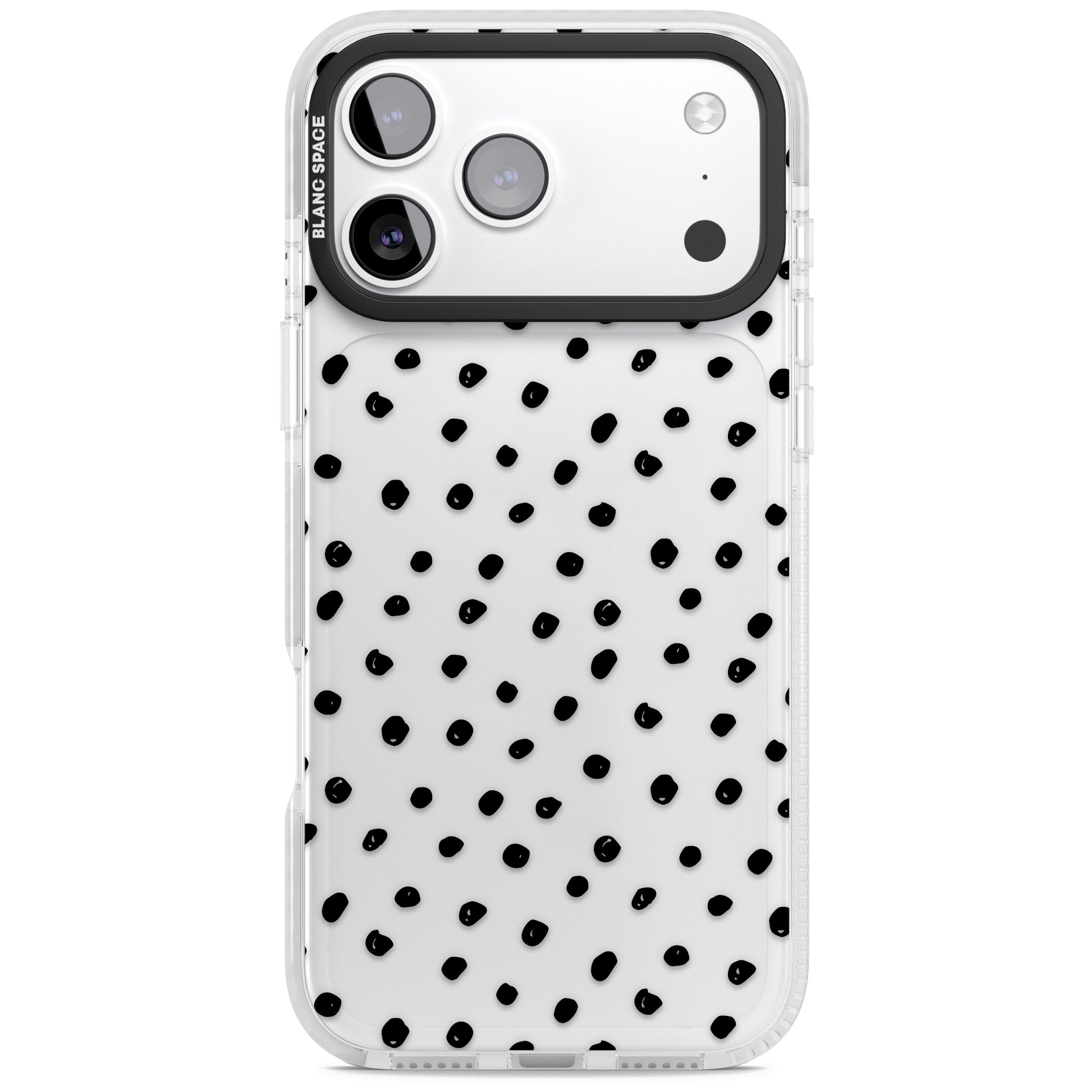 Messy Black Dot Pattern iPhone 17 Pro Impact Clear Phone Case