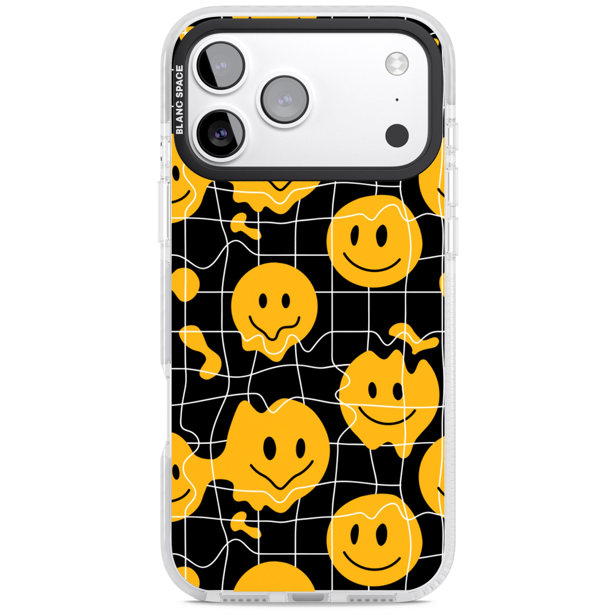 Acid Face Grid Pattern iPhone 17 Pro Impact Clear Phone Case