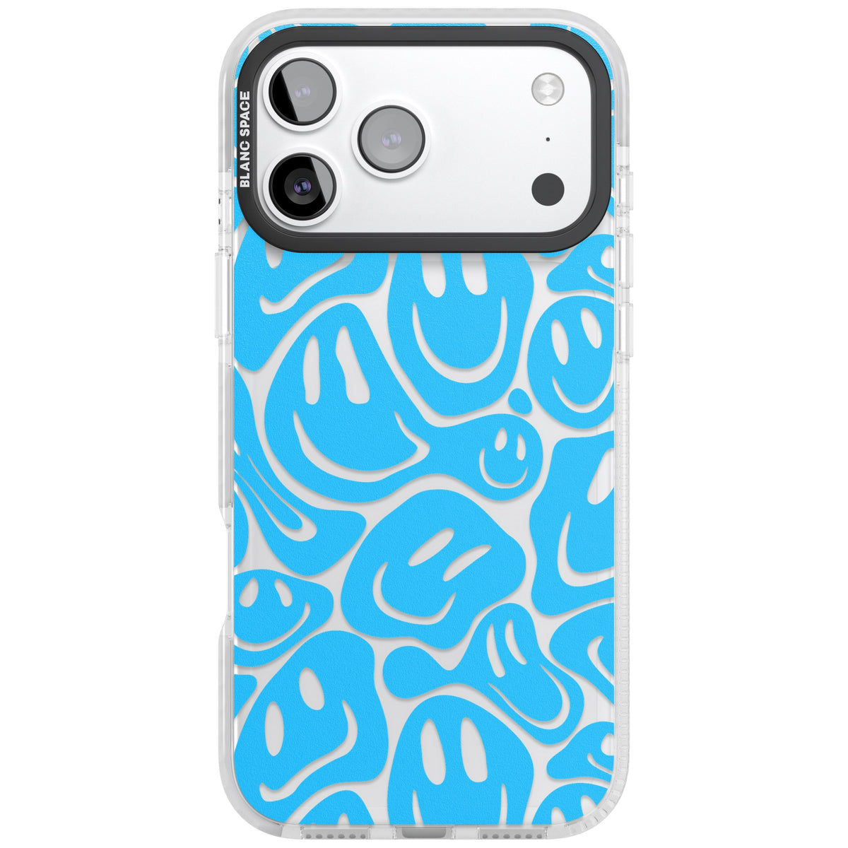 Blue Acid Faces iPhone 17 Pro Max Impact Clear Phone Case front