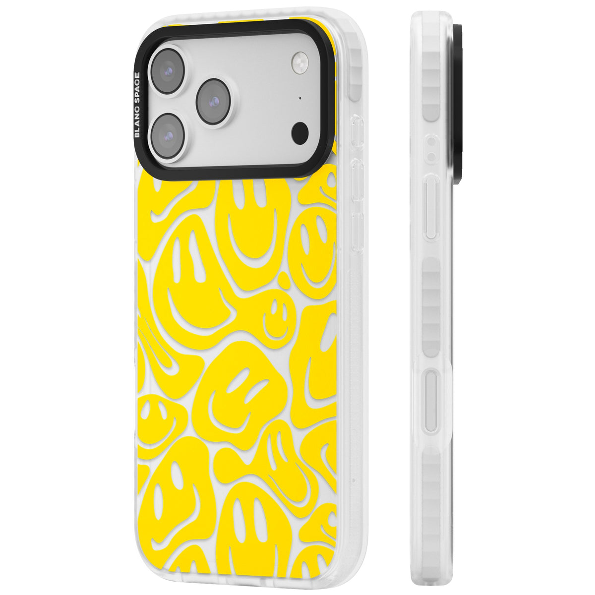 Yellow Acid Faces iPhone 17 Pro Max Impact Clear Phone Case side