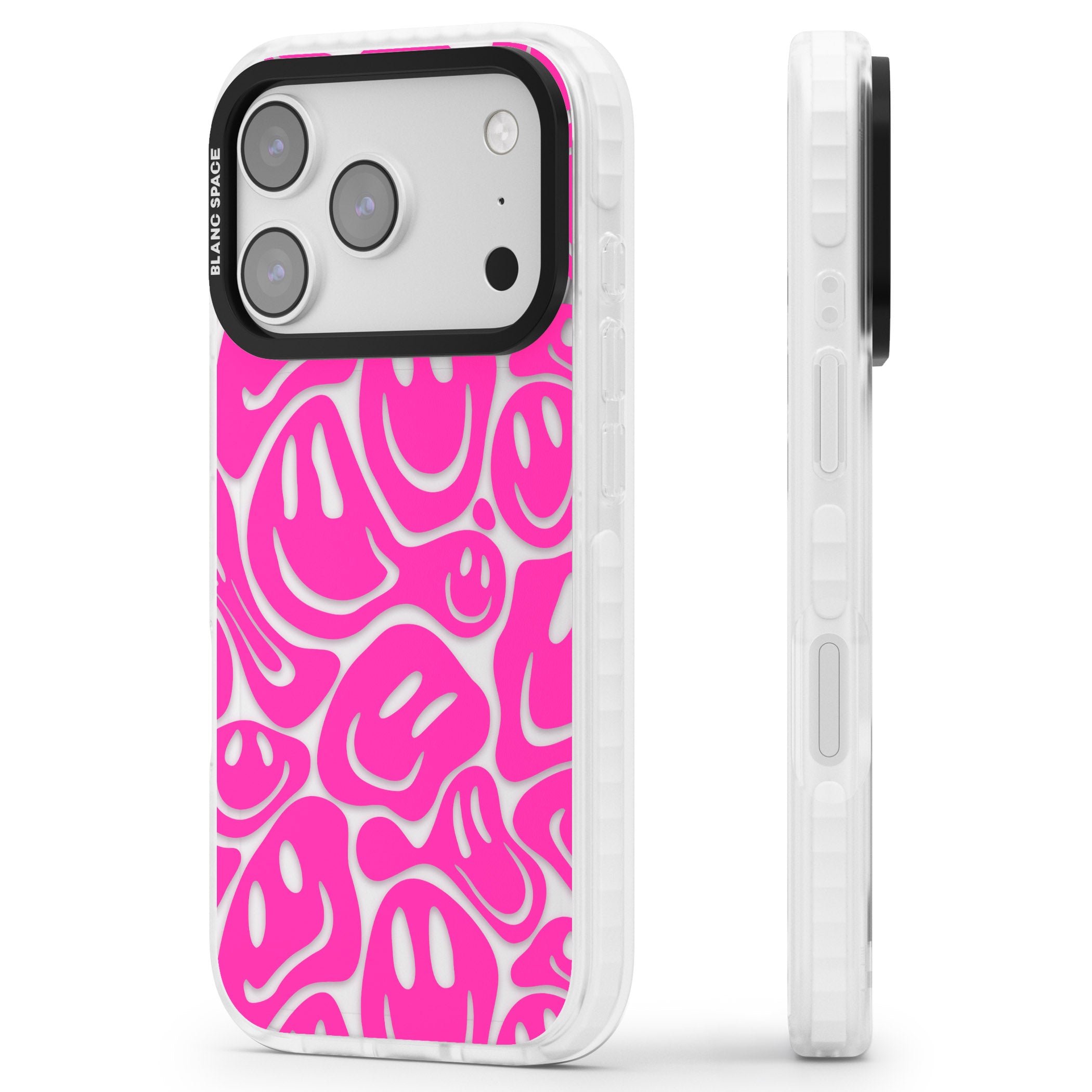 Pink Acid Faces iPhone 17 Pro Impact Clear Phone Case Side Profile