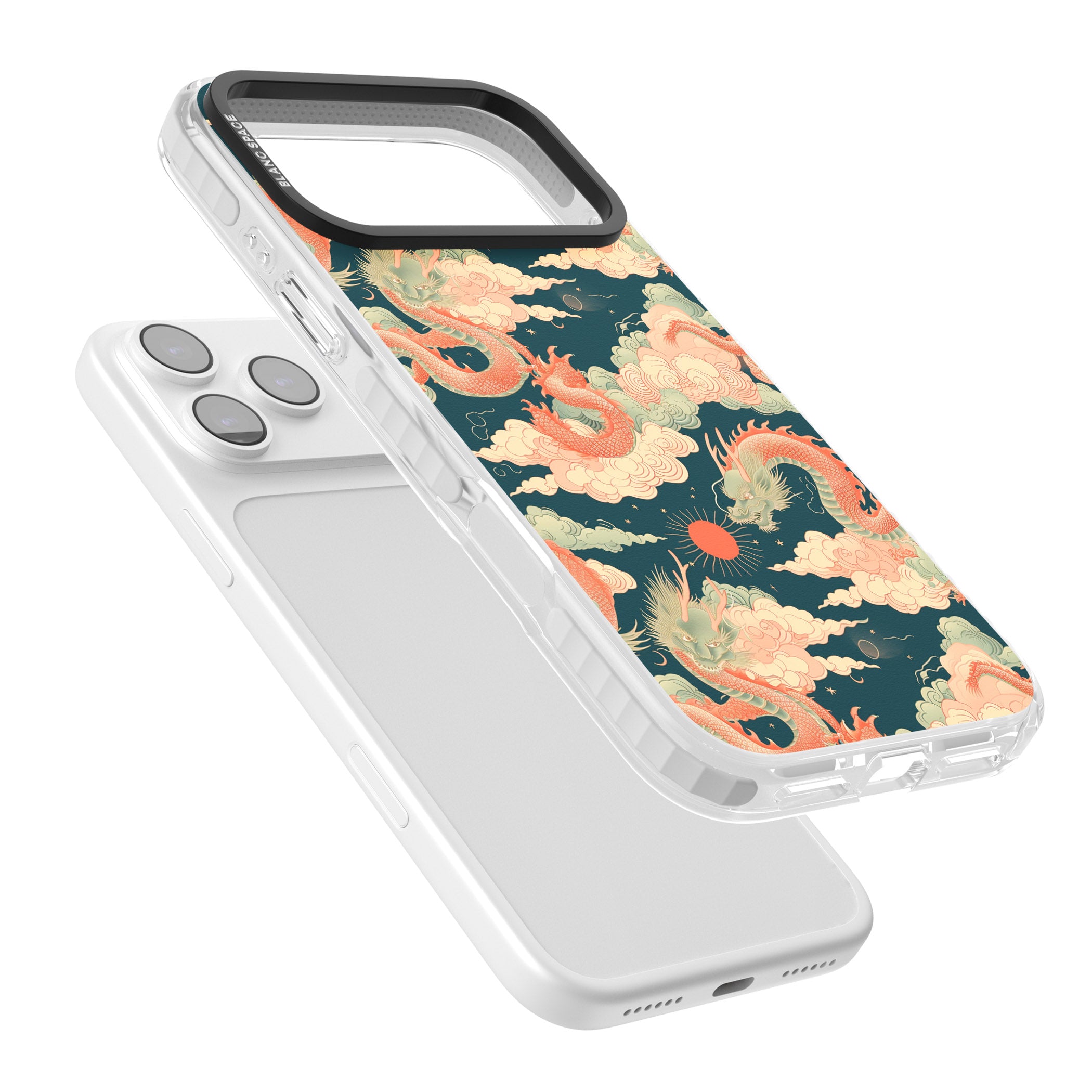 Chinese Dragons Clouds iPhone 17 Pro Impact Clear Phone Case Colours