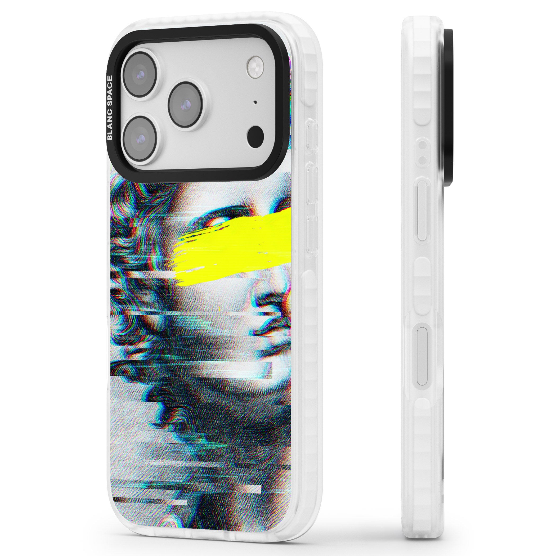 Glitched Fragment iPhone 17 Pro Impact Clear Phone Case Side Profile