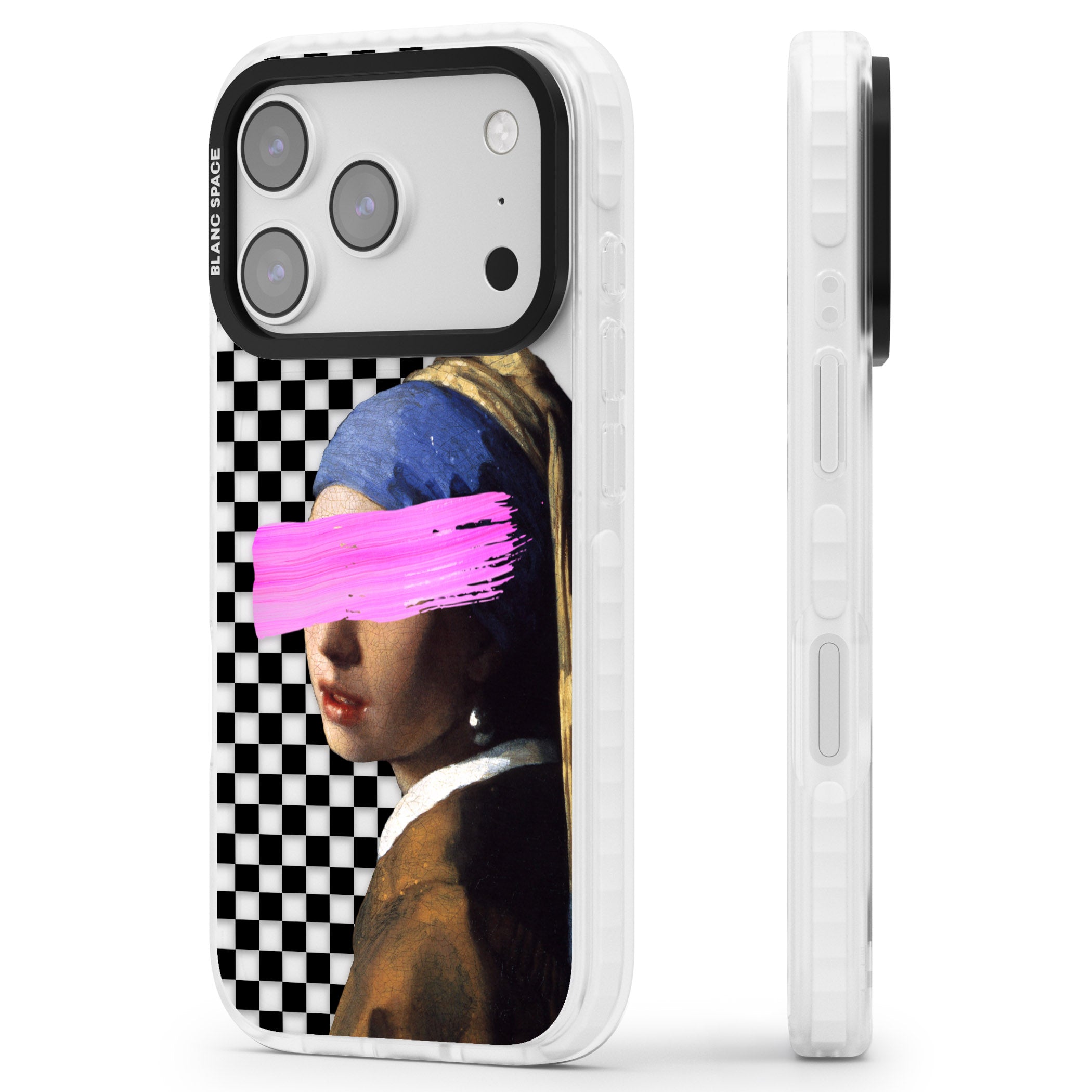 Abstract Pearl Girl iPhone 17 Pro Impact Clear Phone Case Side Profile