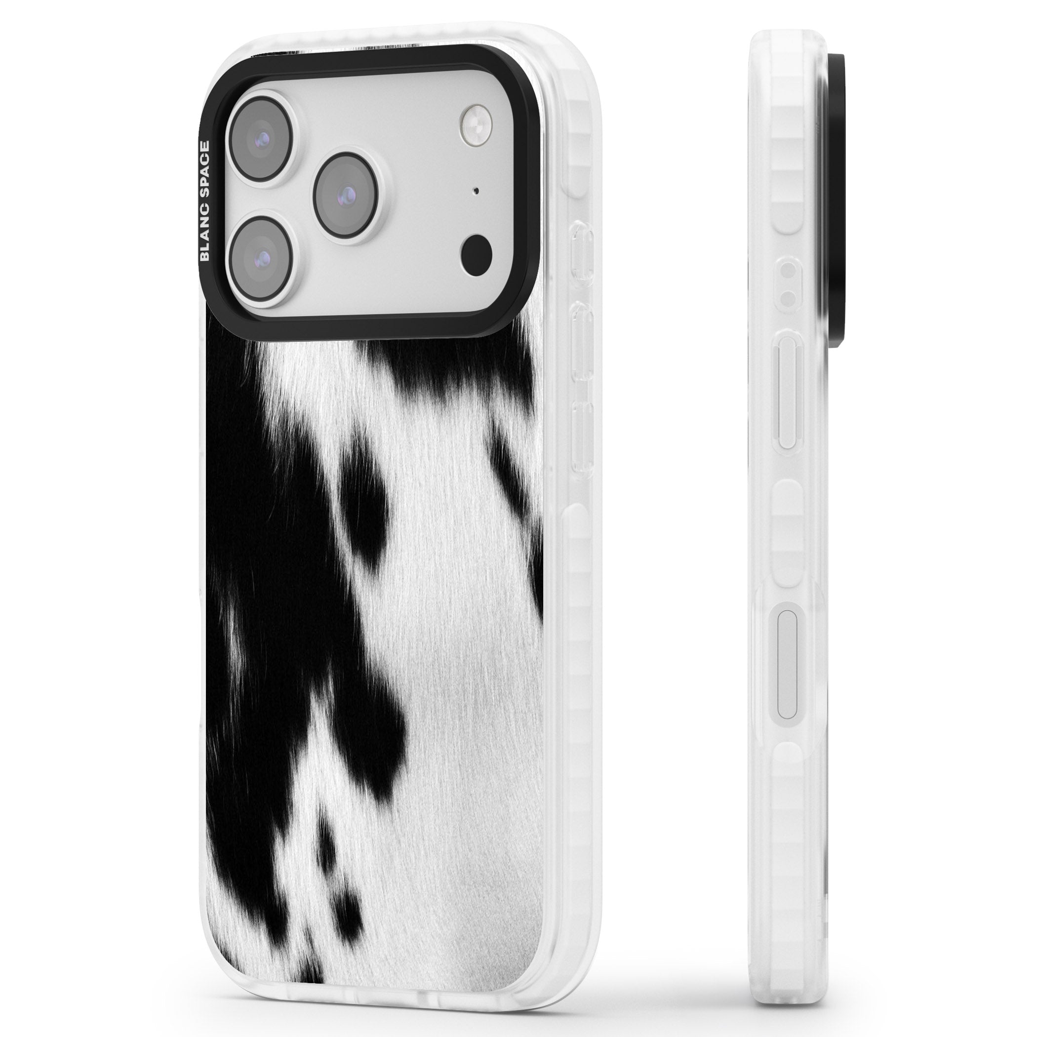 Designer Fashion Cowhide iPhone 17 Pro Impact Clear Phone Case Side Profile