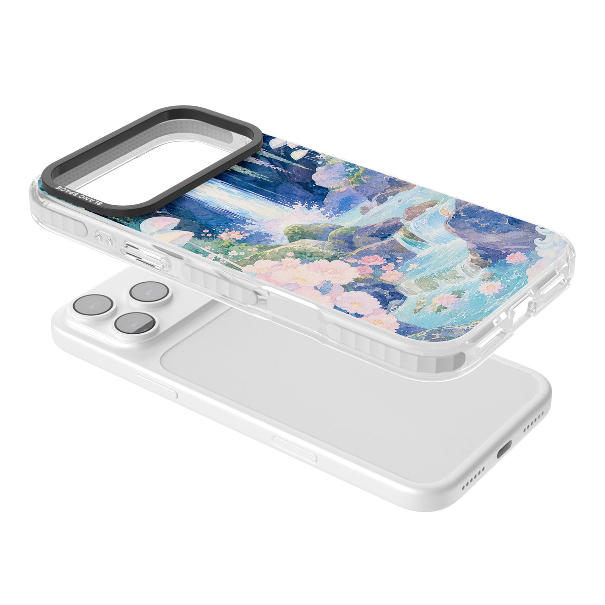 Mystic Waterfall iPhone 17 Pro Max Impact Clear Phone Case angled