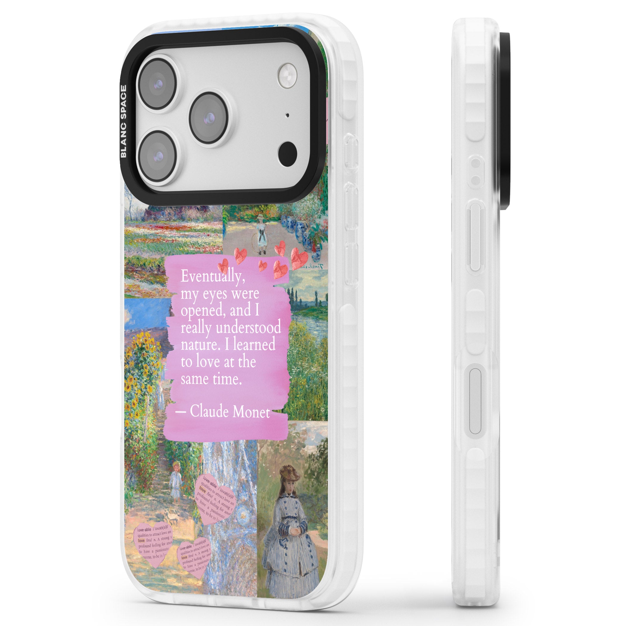 Monet 'Eyes Were Opened' Collage iPhone 17 Pro Impact Clear Phone Case Side Profile