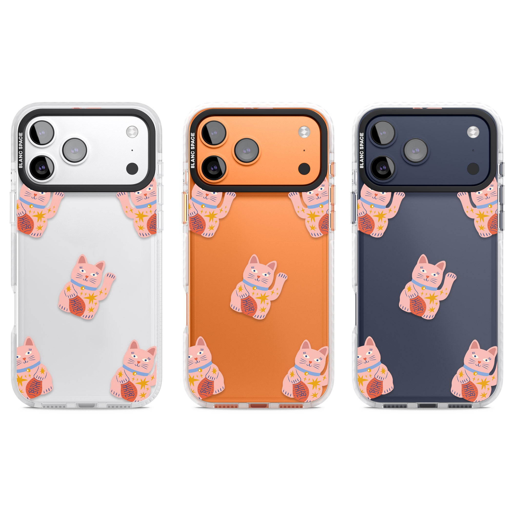 Waving Cat Pattern iPhone 17 Pro Impact Clear Phone Case APT Impact Protection
