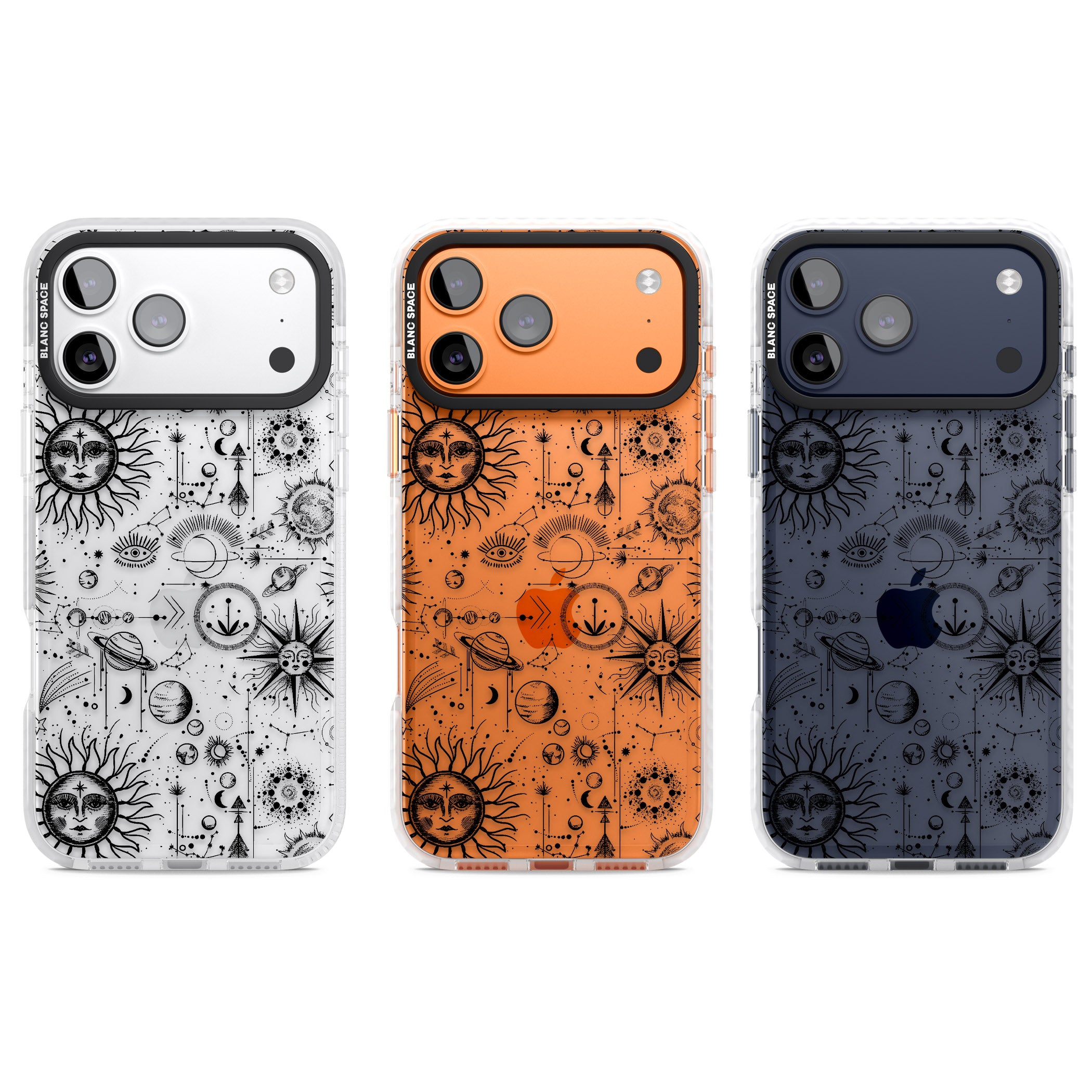 Cosmic Sun & Planets Zodiac iPhone 17 Pro Impact Clear Phone Case APT Impact Protection