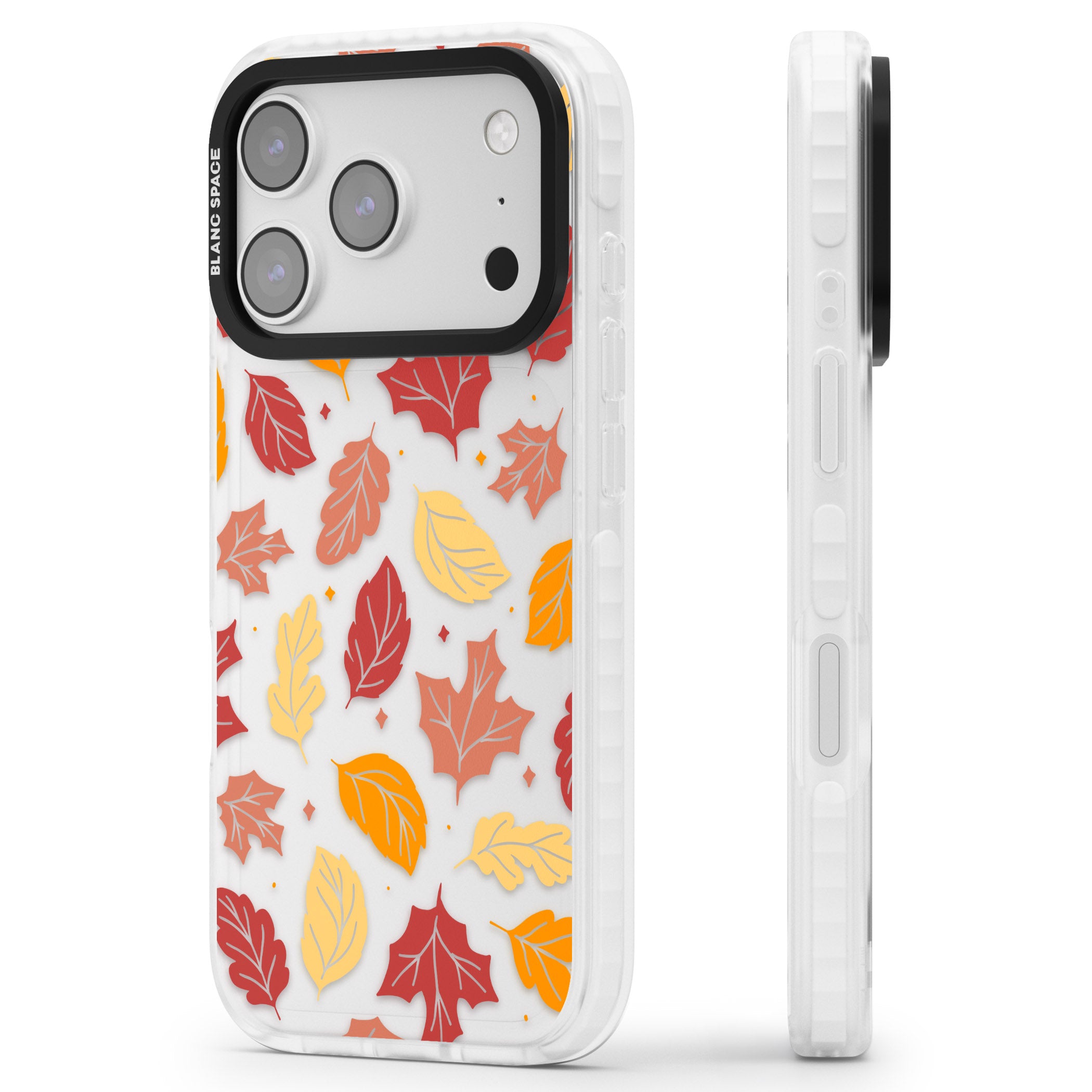 Autumn Leaves iPhone 17 Pro Impact Clear Phone Case Side Profile