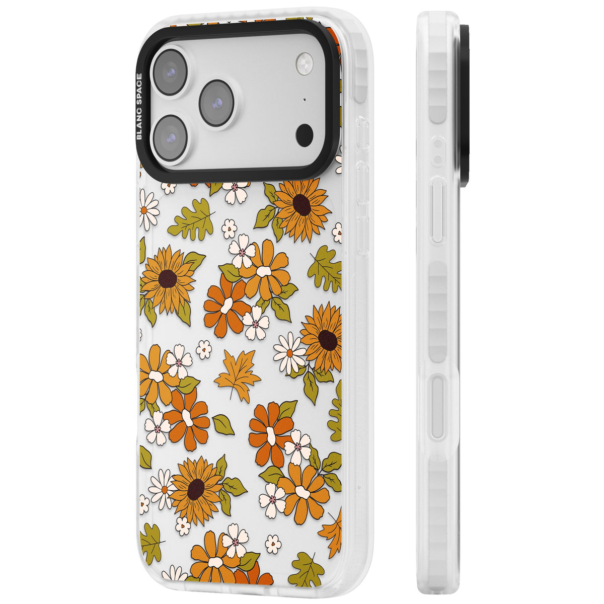 Boho Sunflowers iPhone 17 Pro Max Impact Clear Phone Case side