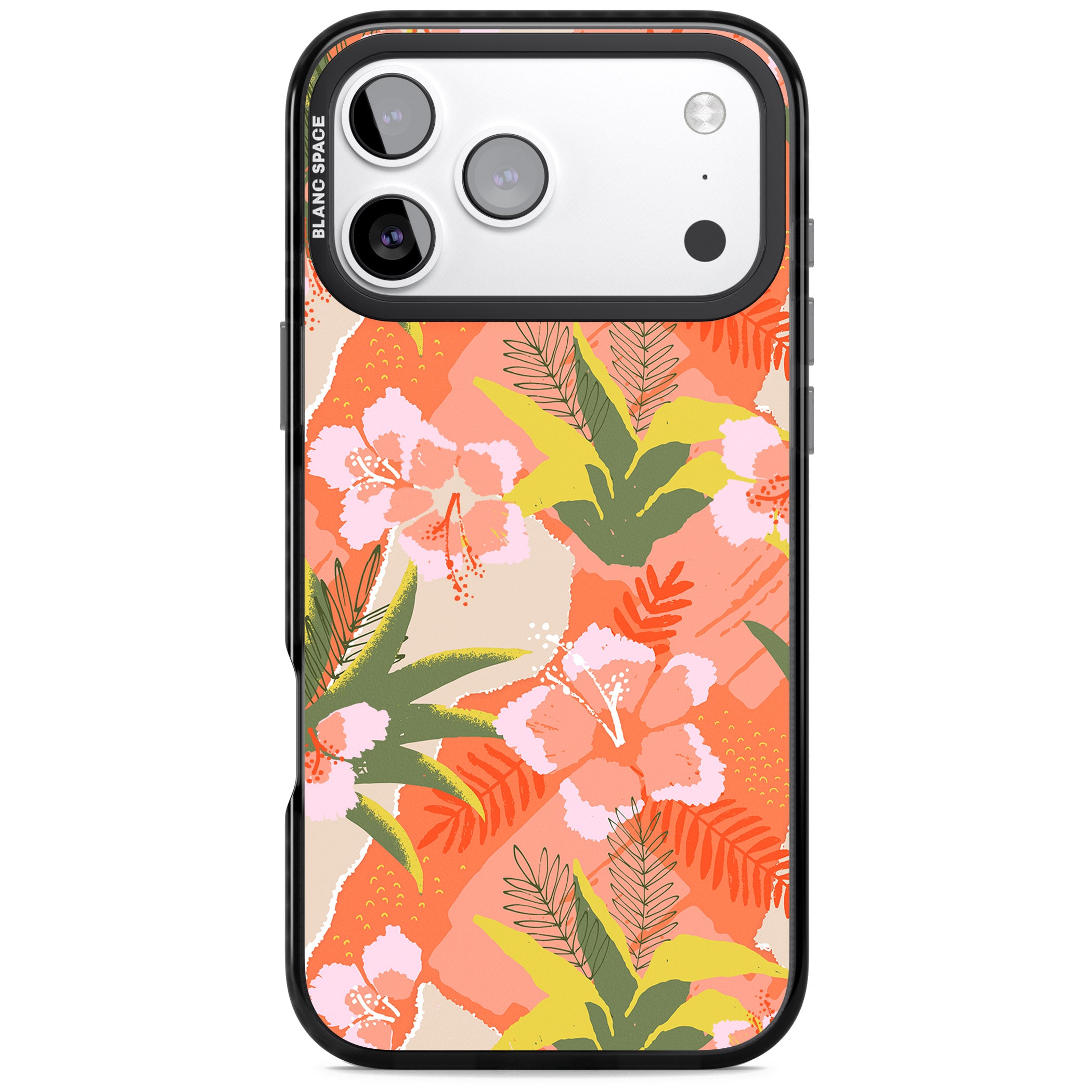 Hawaiian Flowers Abstract Pattern iPhone 17 Pro Impact Black Phone Case