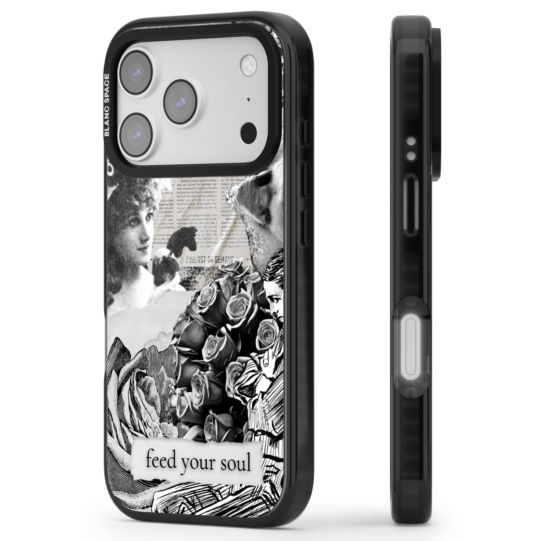 Feed Your Soul iPhone 17 Pro Impact Black Phone Case Side Profile