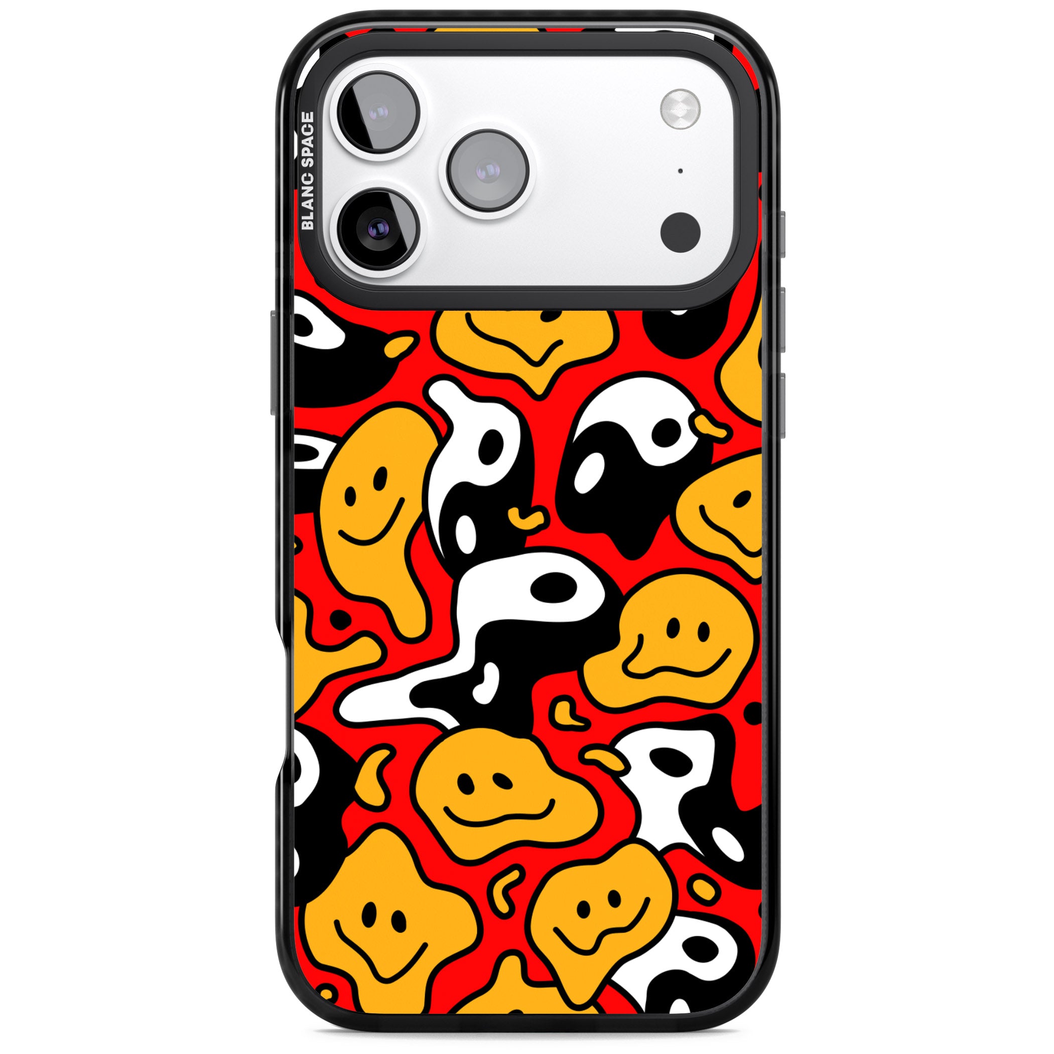 Yin Yang Acid Face iPhone 17 Pro Impact Black Phone Case
