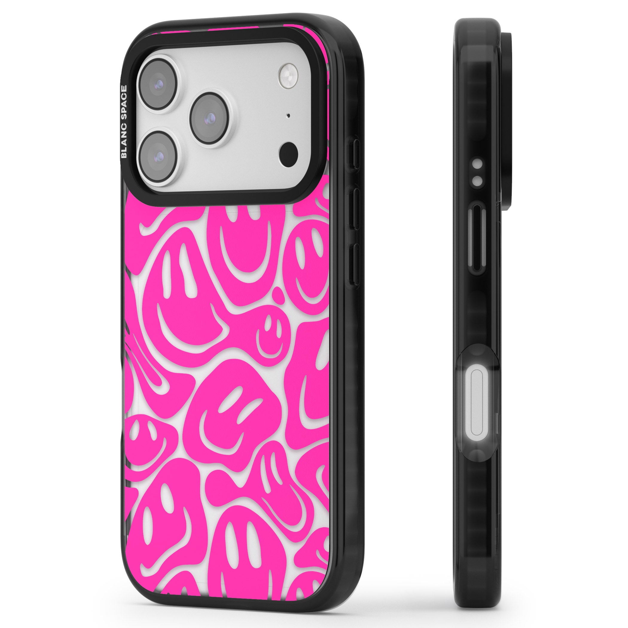 Pink Acid Faces iPhone 17 Pro Impact Black Phone Case Side Profile