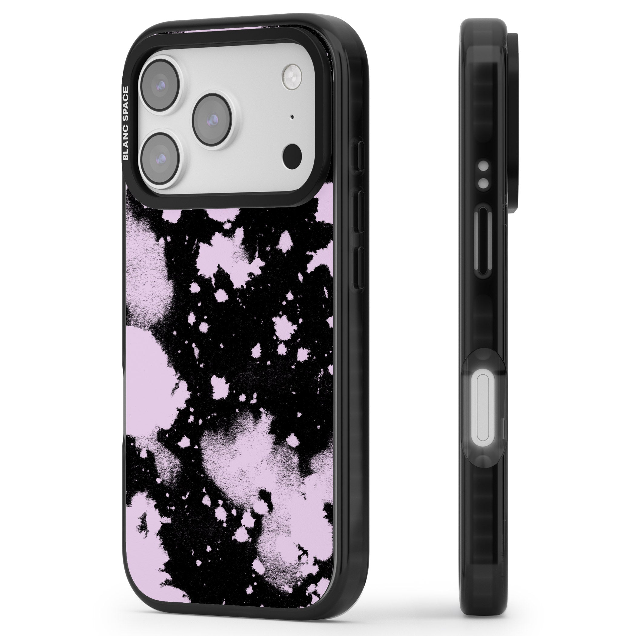 Pink & Black Acid Wash Tie Dye iPhone 17 Pro Impact Black Phone Case Side Profile