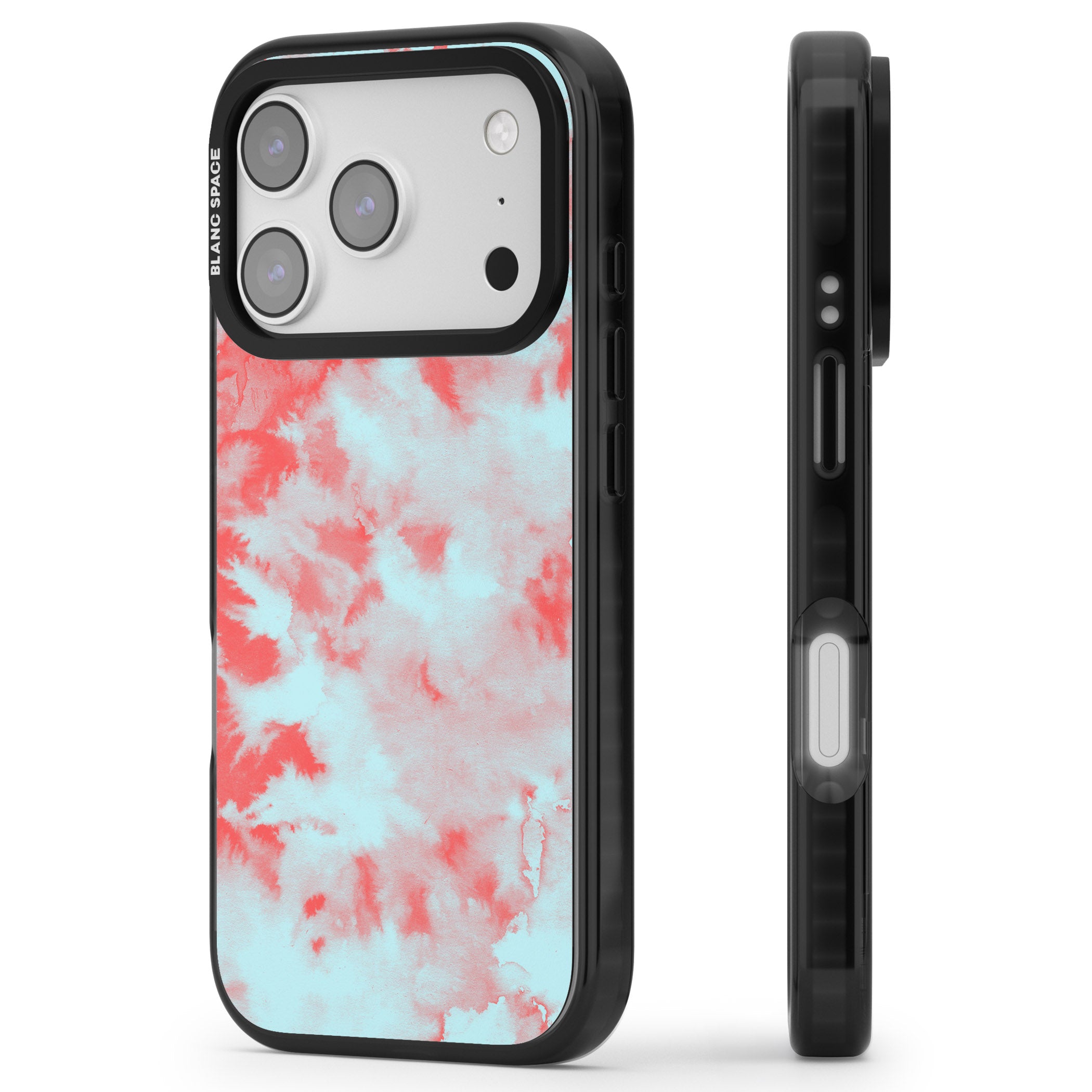 Red & Blue Acid Cloud iPhone 17 Pro Impact Black Phone Case Side Profile