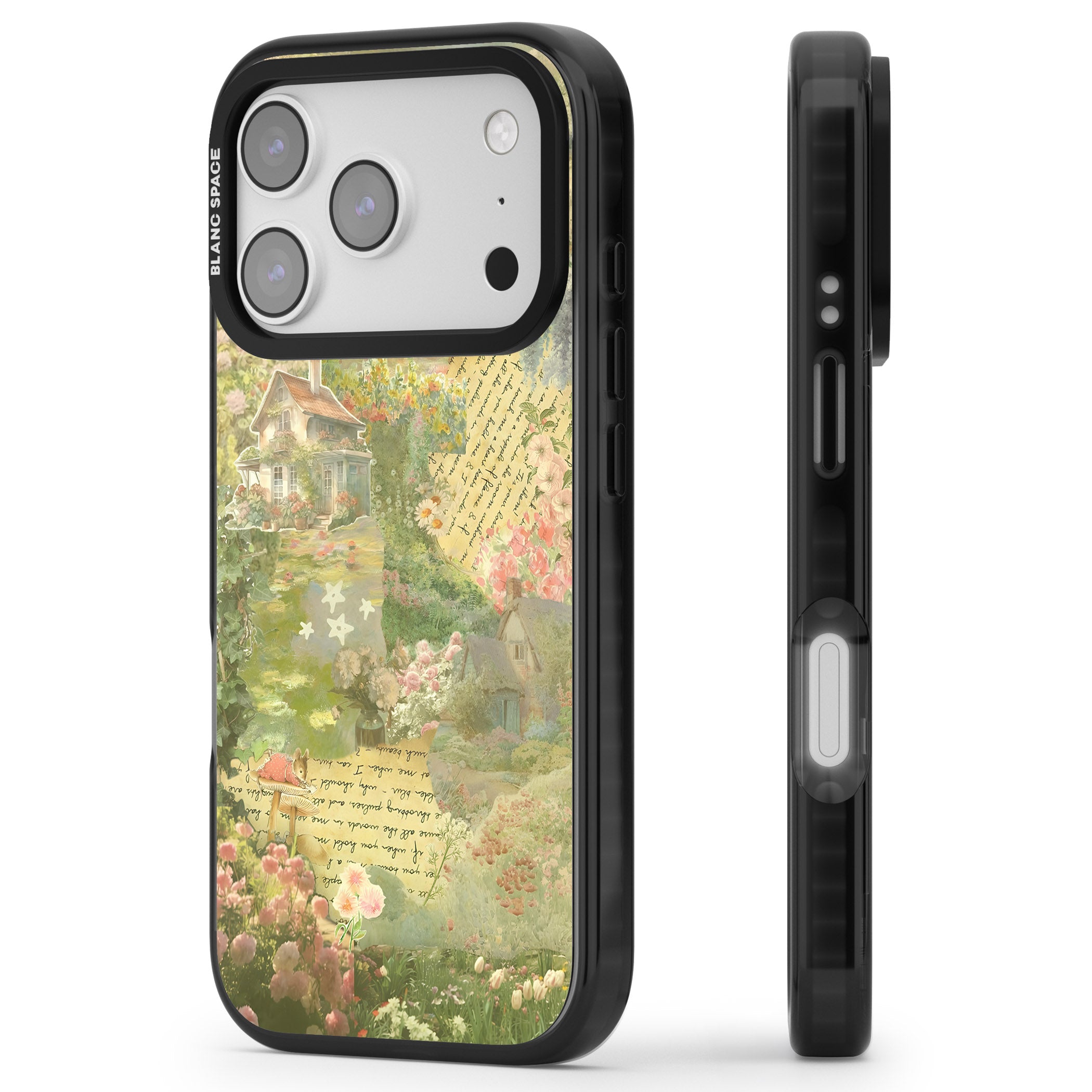 Soft Spring Collage iPhone 17 Pro Impact Black Phone Case Side Profile