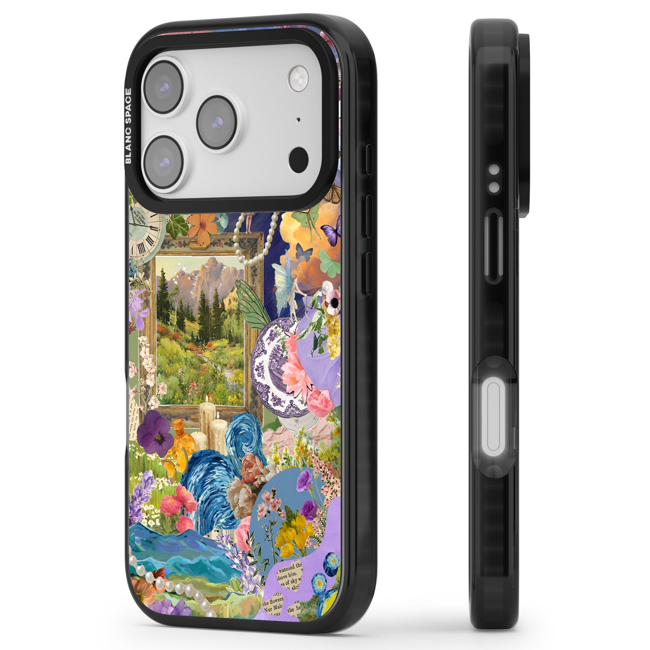 Vibrant Whimsy Collage iPhone 17 Pro Impact Black Phone Case Side Profile