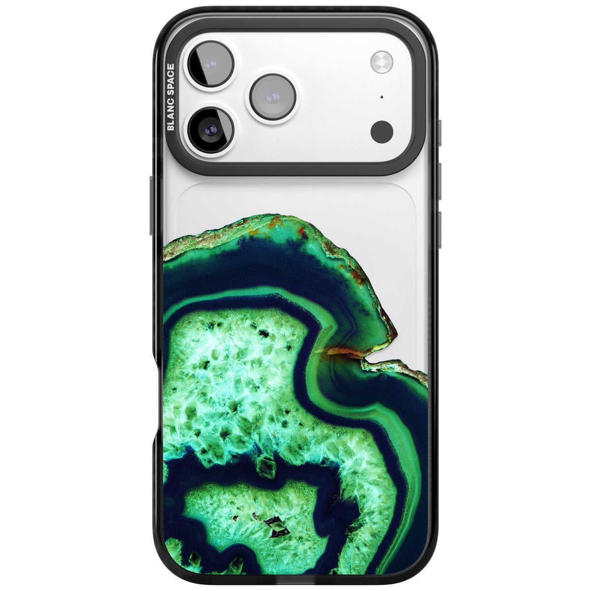 Emerald Agate Slice iPhone 17 Pro Max Impact Black Phone Case front