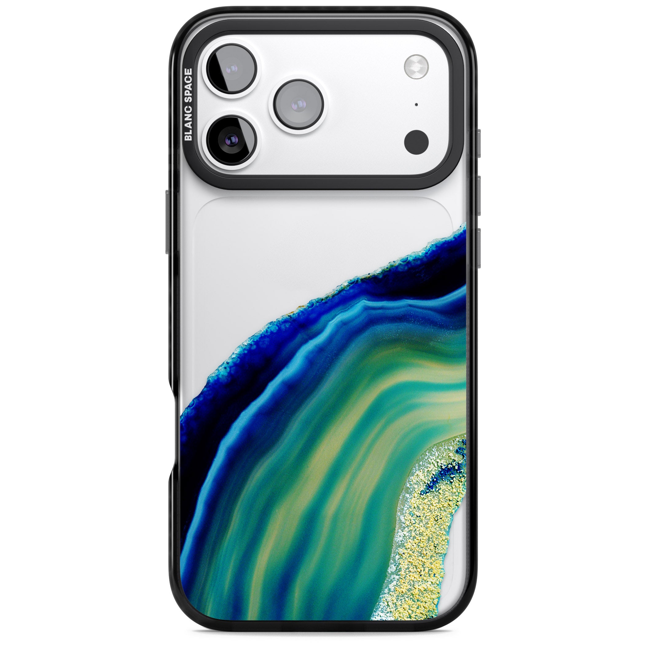 Green & Blue Emerald Geode iPhone 17 Pro Impact Black Phone Case