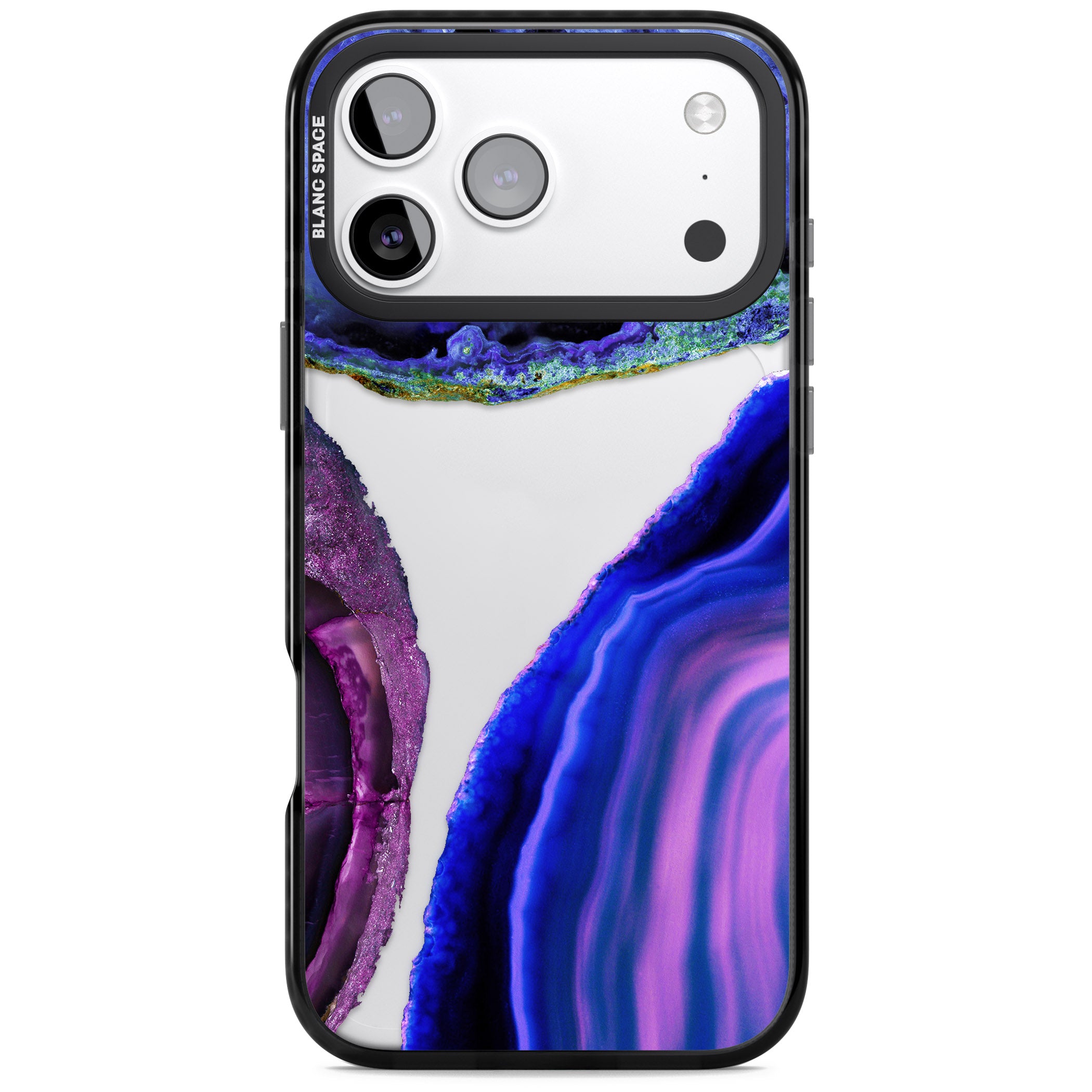 Violet Agate Slice iPhone 17 Pro Impact Black Phone Case