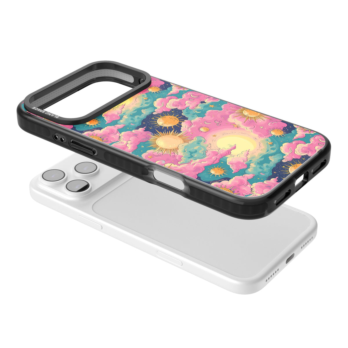 Starlight Clouds iPhone 17 Pro Max Impact Black Phone Case angled