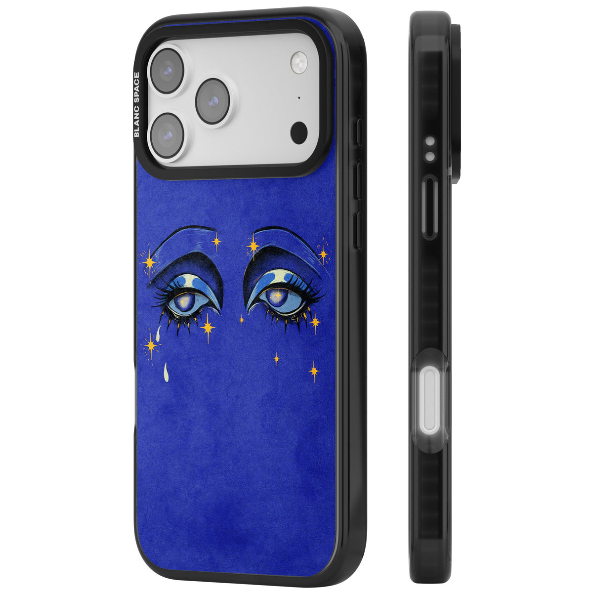 Blue Mystic Eyes iPhone 17 Pro Max Impact Black Phone Case side