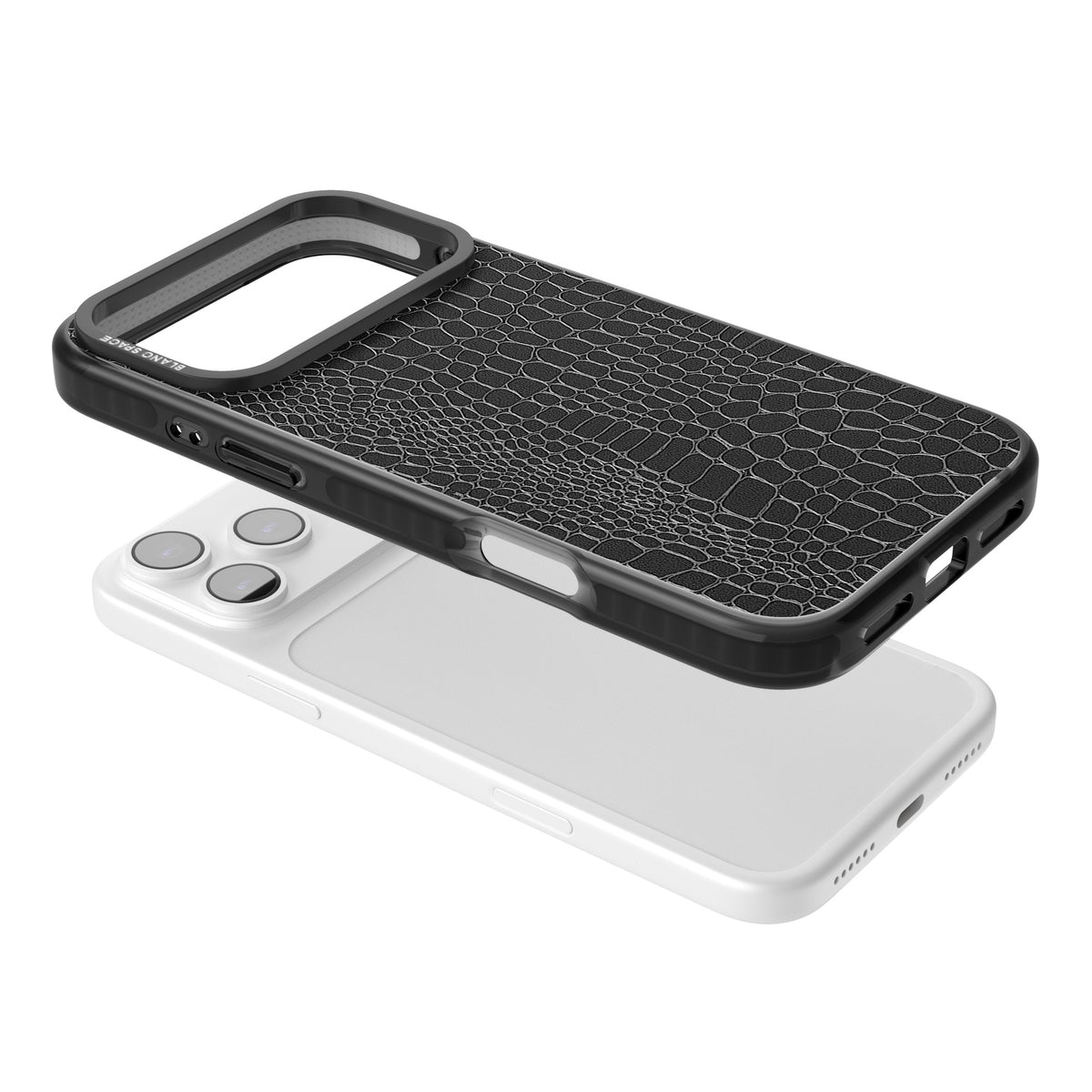 Black Snakeskin iPhone 17 Pro Max Impact Black Phone Case angled