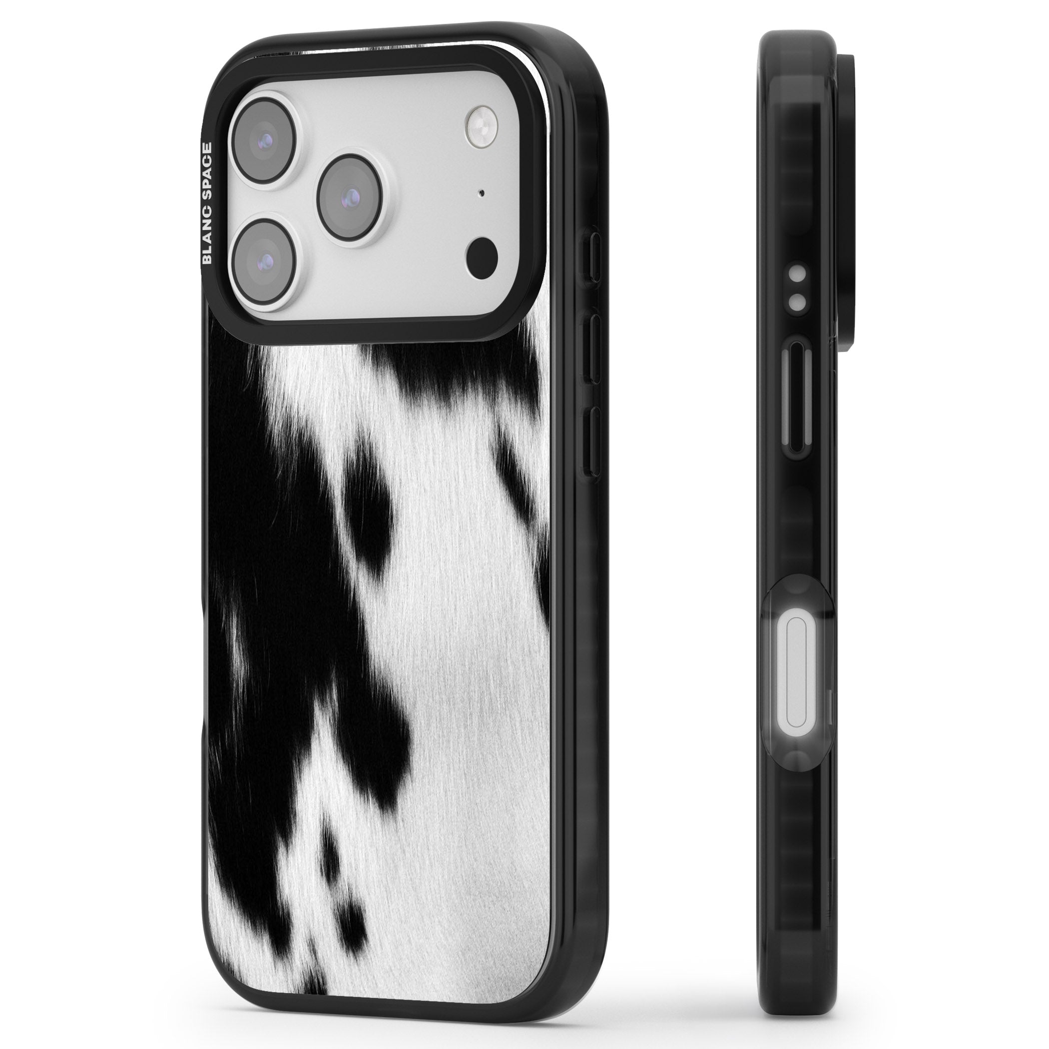 Designer Fashion Cowhide iPhone 17 Pro Impact Black Phone Case Side Profile