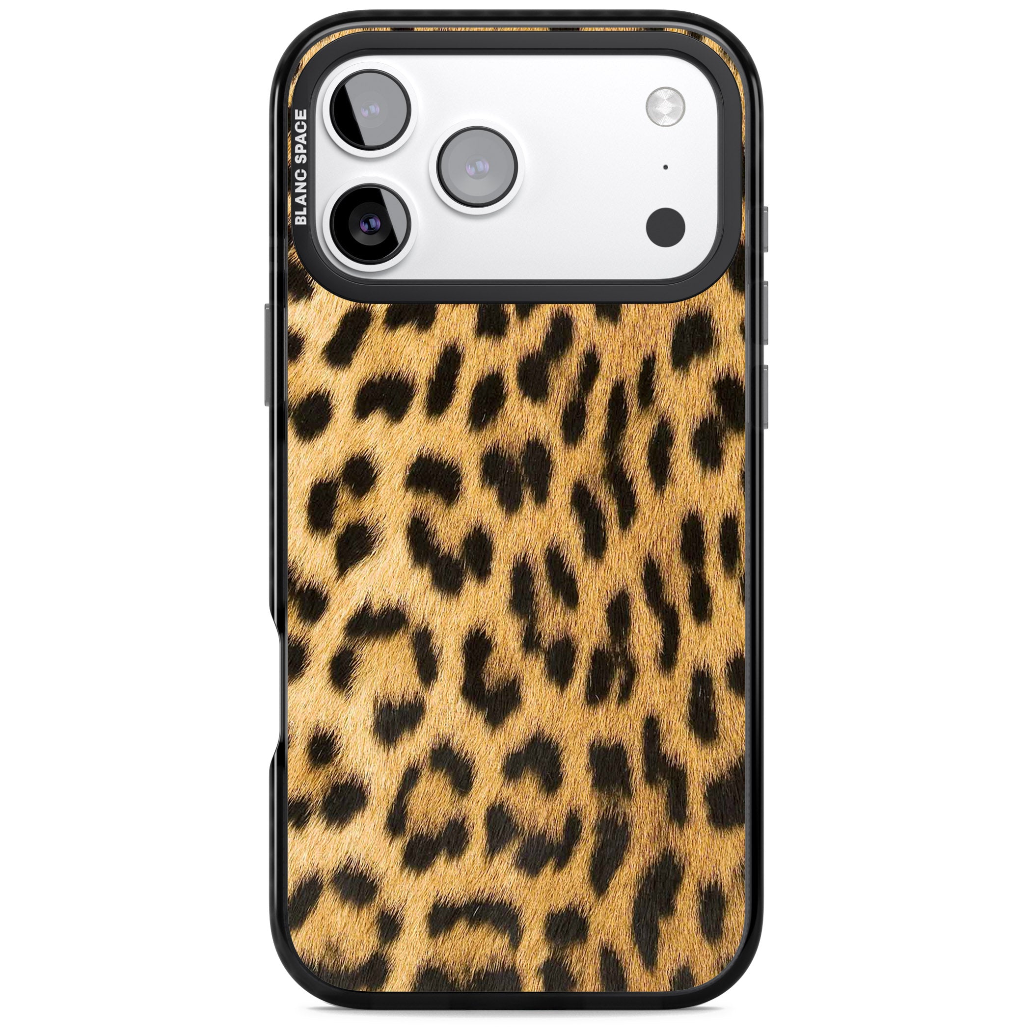 Designer Fashion Gold Leopard Print iPhone 17 Pro Impact Black Phone Case