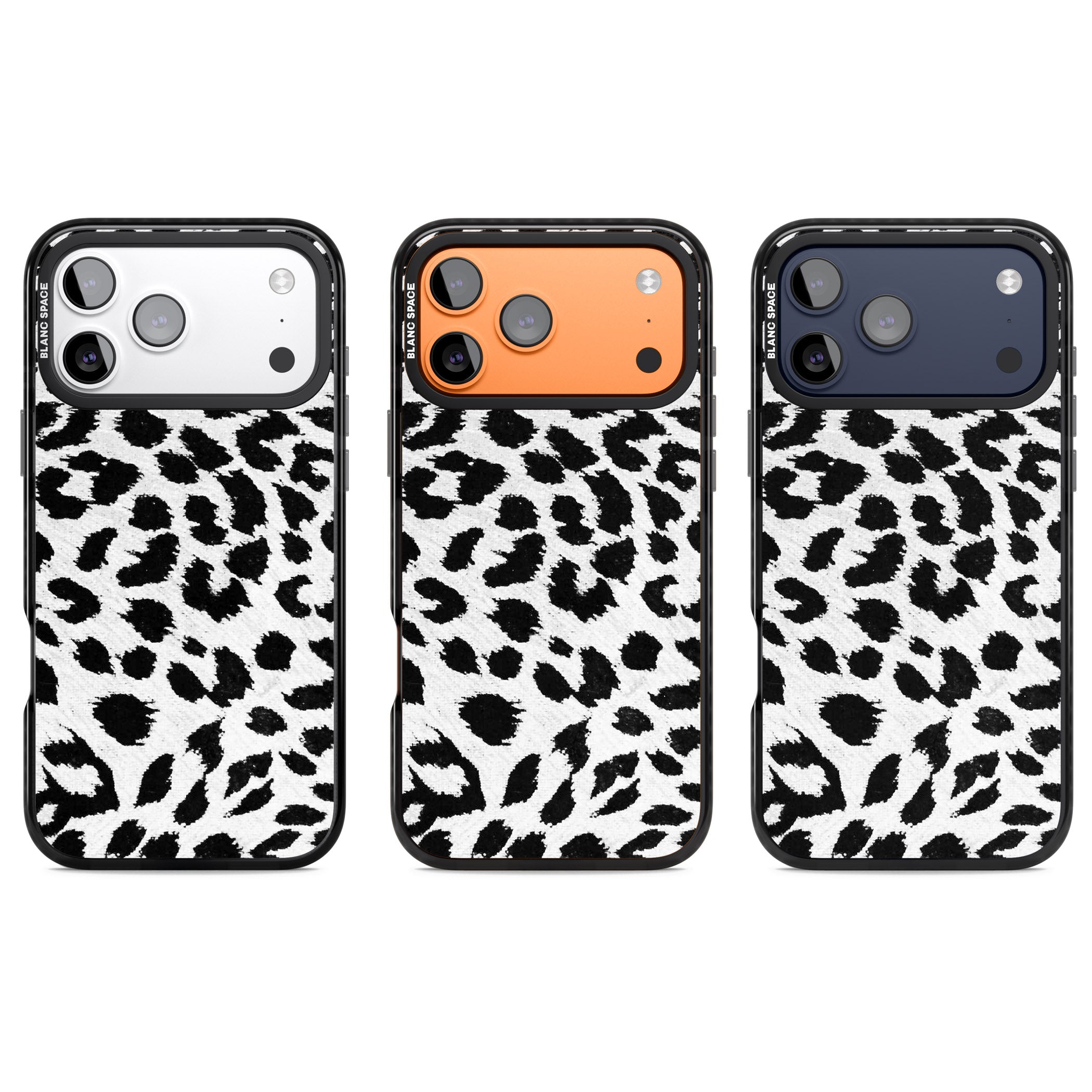 Rar Leopard Print White iPhone 17 Pro Impact Black Phone Case APT Impact Protection