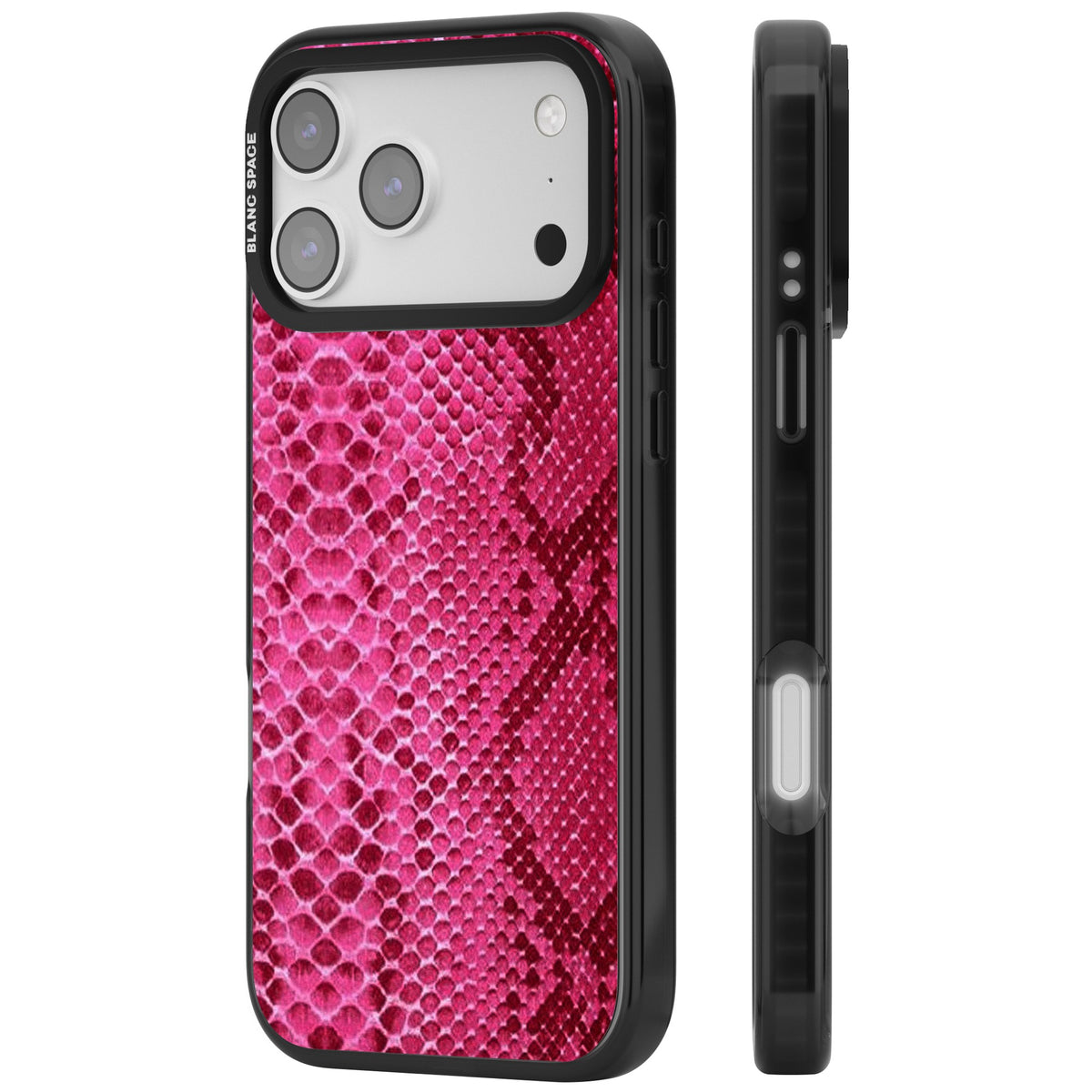 Pink Snakeskin iPhone 17 Pro Max Impact Black Phone Case side