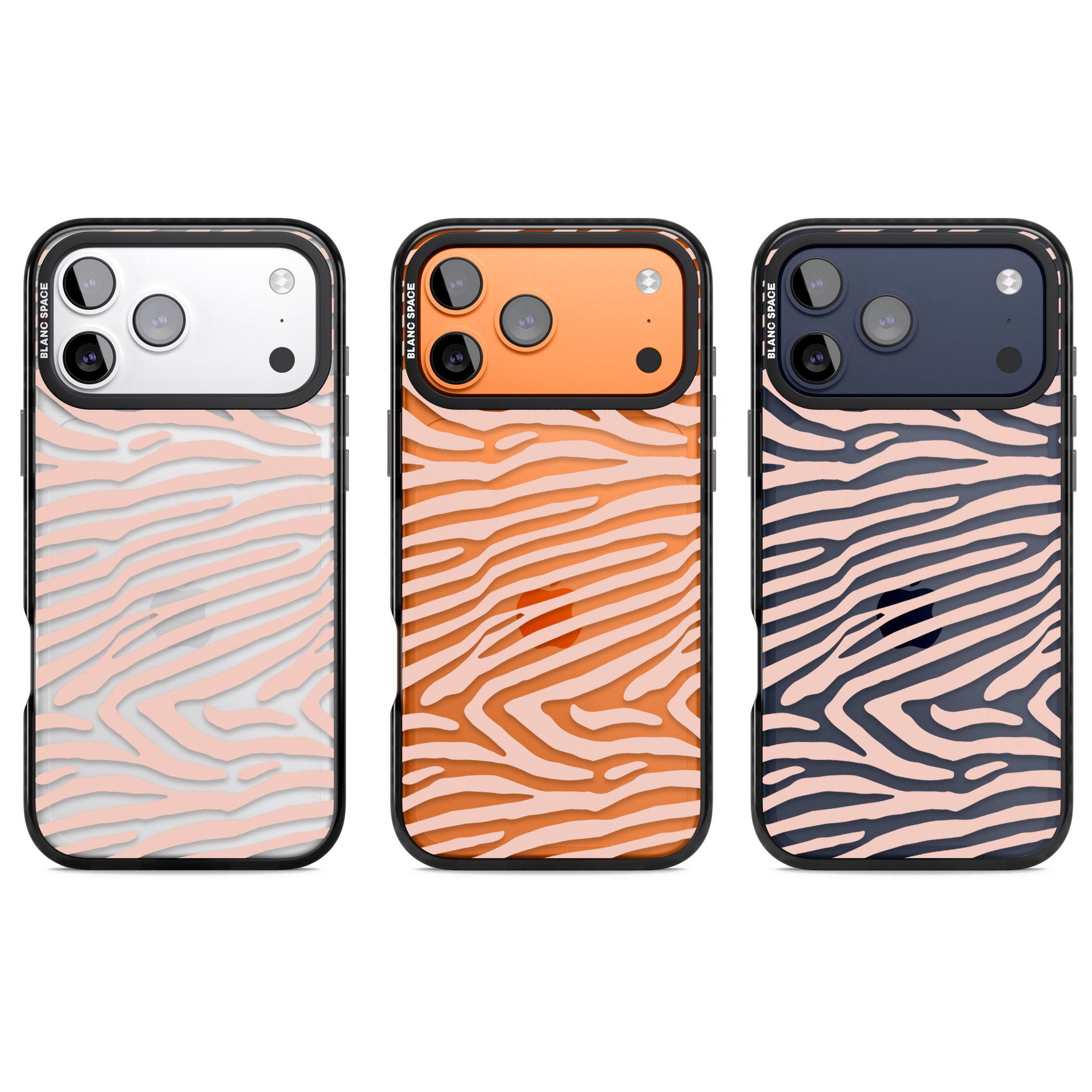 Horizontal Zebra Stripes Transparent Animal Print iPhone 17 Pro Impact Black Phone Case APT Impact Protection