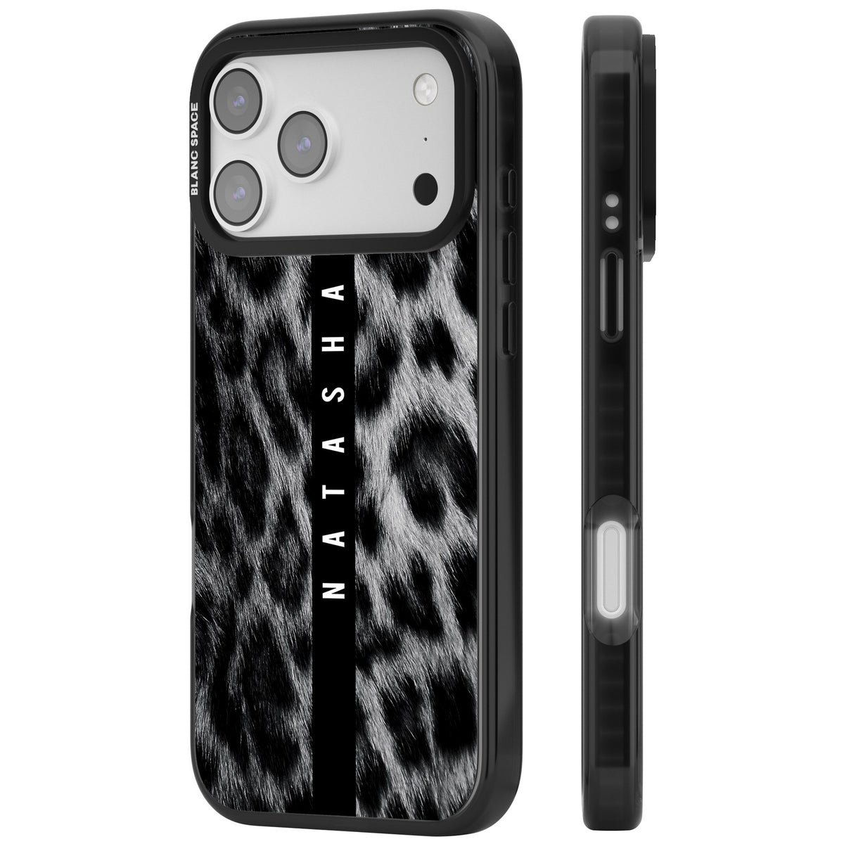 Snow Leopard iPhone 17 Pro Max Impact Black Phone Case side