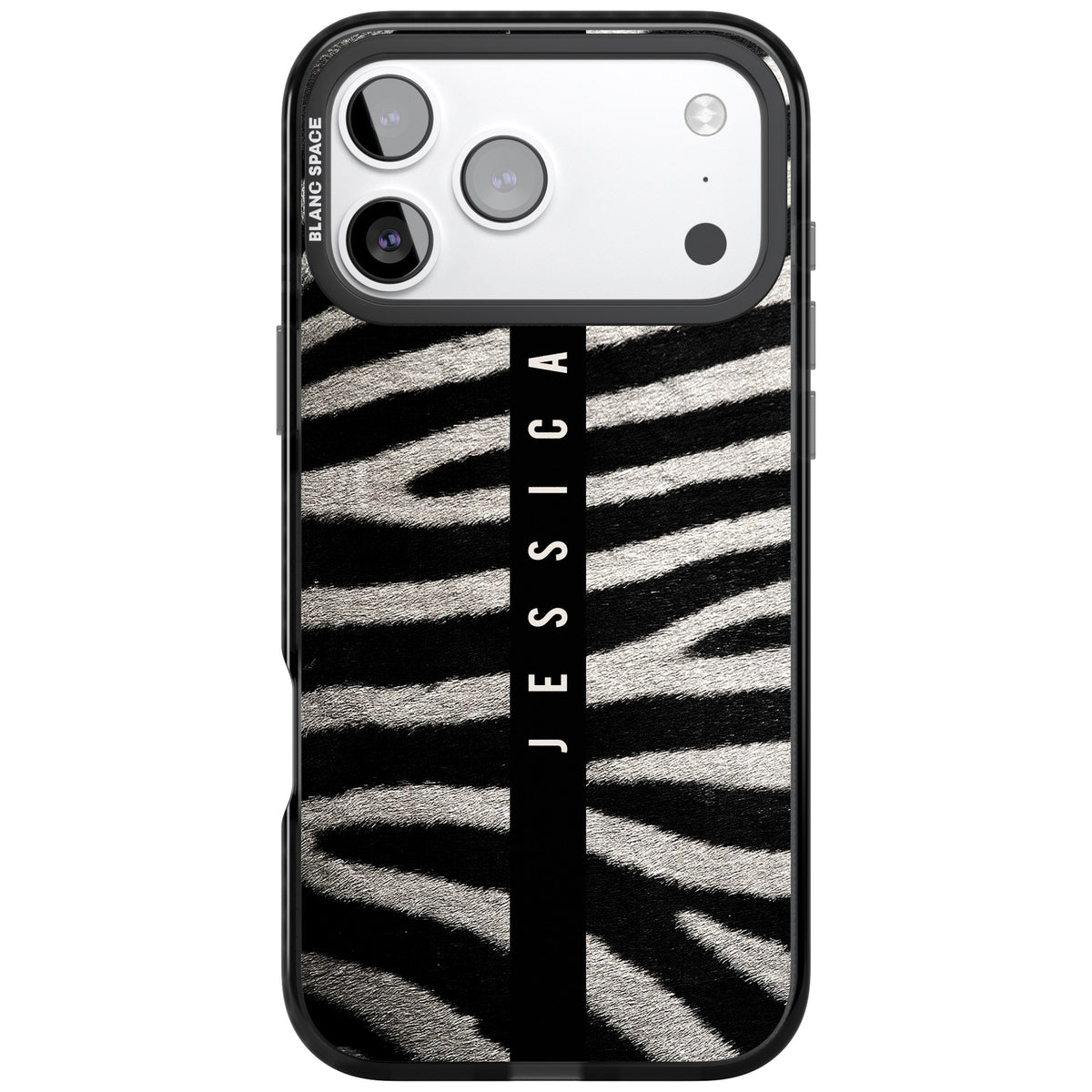 Zebra Print iPhone 17 Pro Max Impact Black Phone Case front