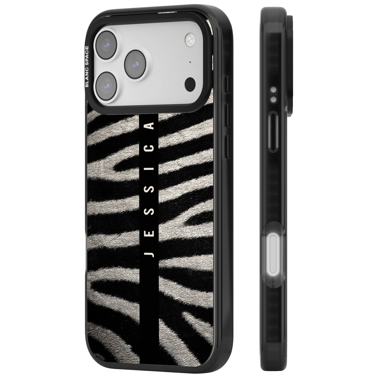 Zebra Print iPhone 17 Pro Max Impact Black Phone Case side