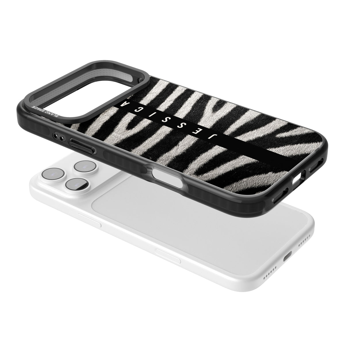 Zebra Print iPhone 17 Pro Max Impact Black Phone Case angled