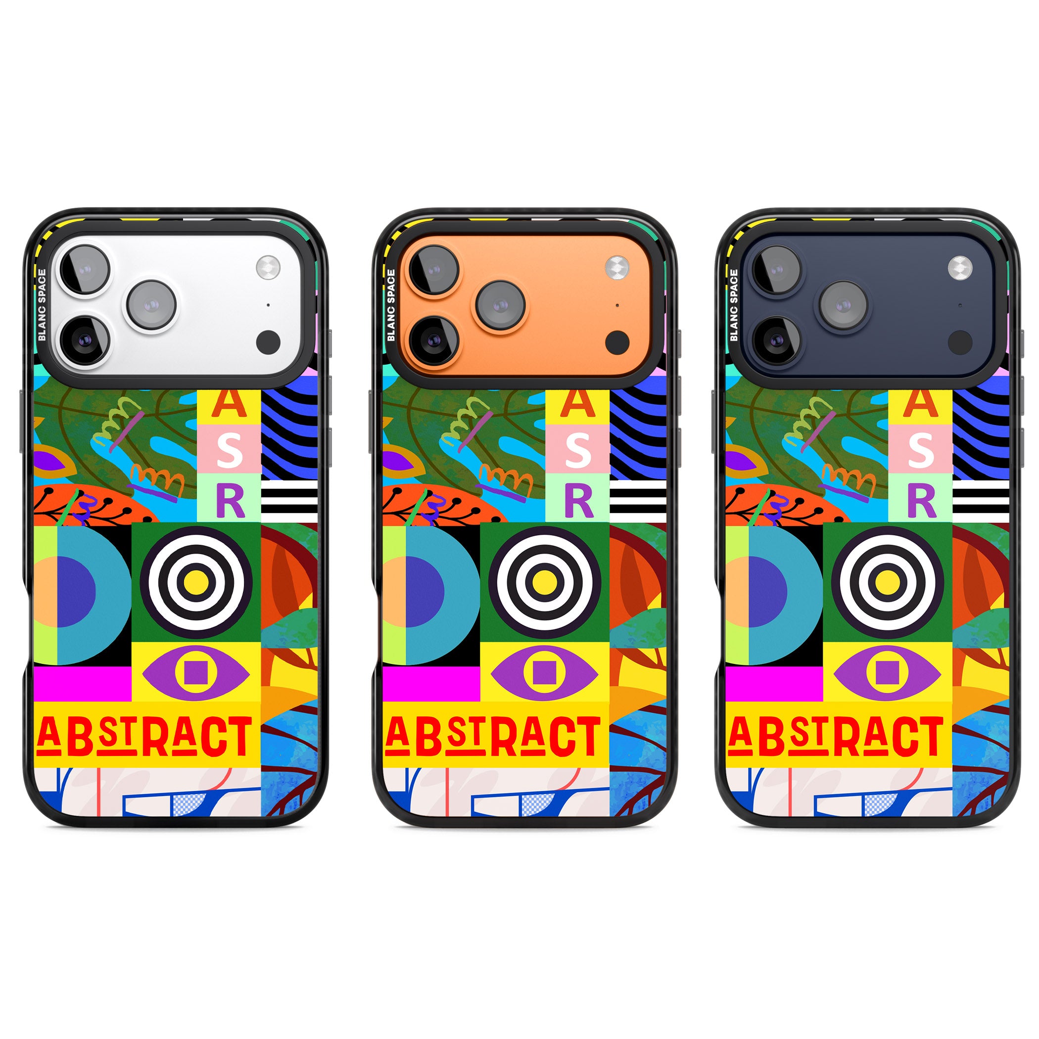 Abstract Pattern Patchwork iPhone 17 Pro Impact Black Phone Case APT Impact Protection