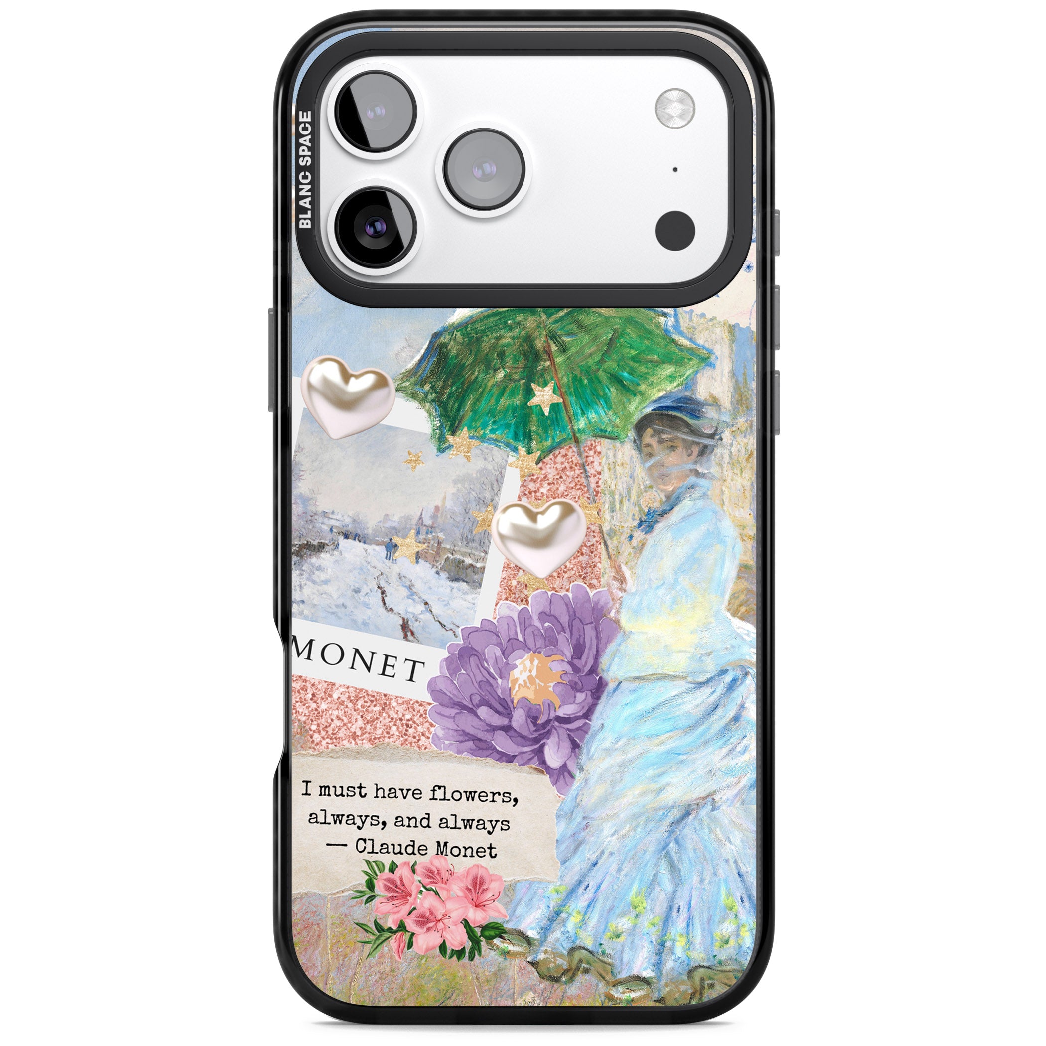 Monet 'Must Have Flowers' Collage iPhone 17 Pro Impact Black Phone Case