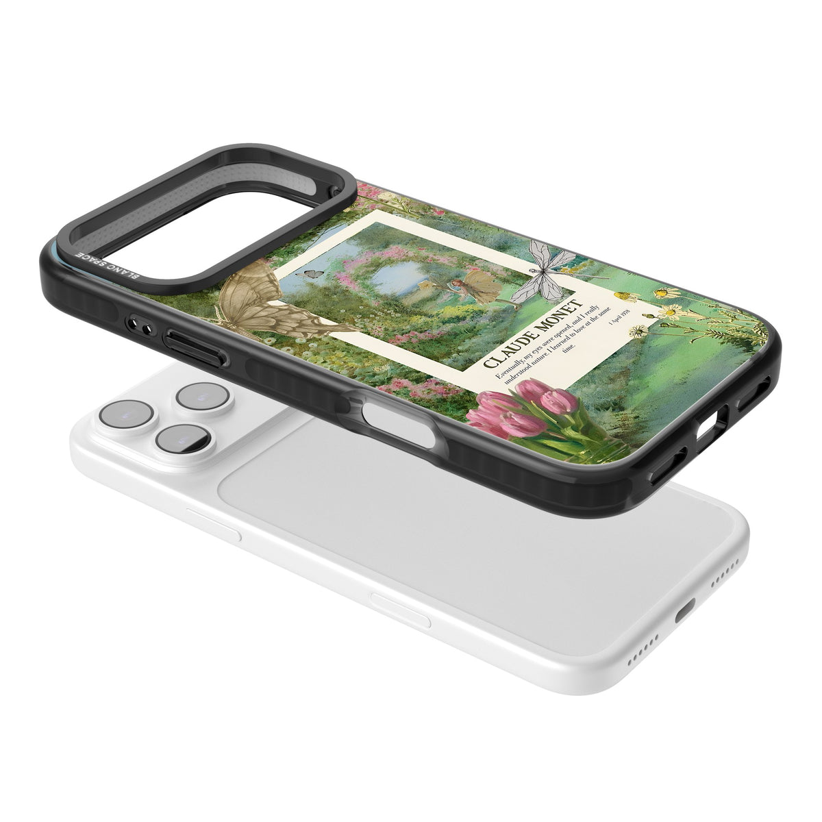 Monet Fairy Garden iPhone 17 Pro Max Impact Black Phone Case angled