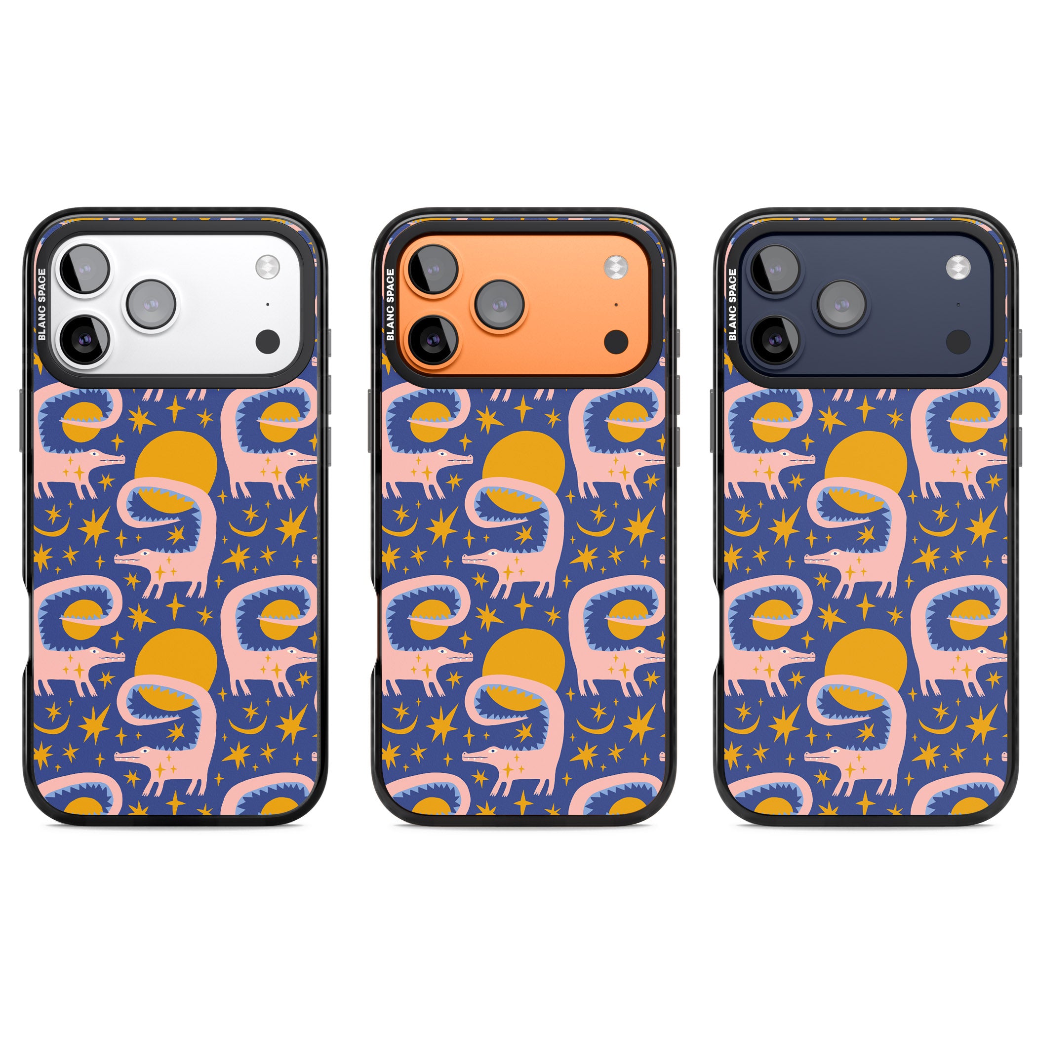 Sun Croc Pattern iPhone 17 Pro Impact Black Phone Case APT Impact Protection