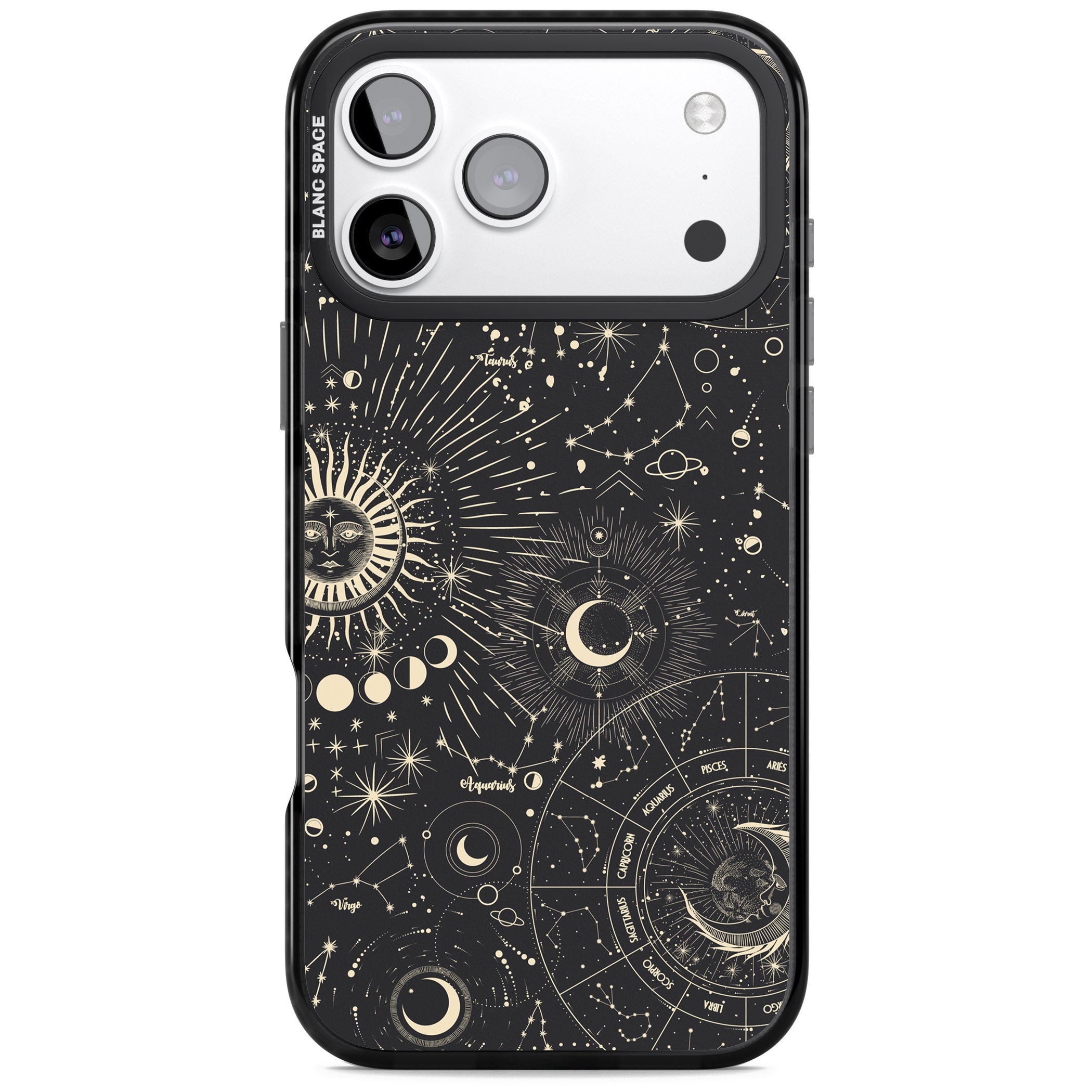 Suns & Zodiac Celestial Chart iPhone 17 Pro Impact Black Phone Case