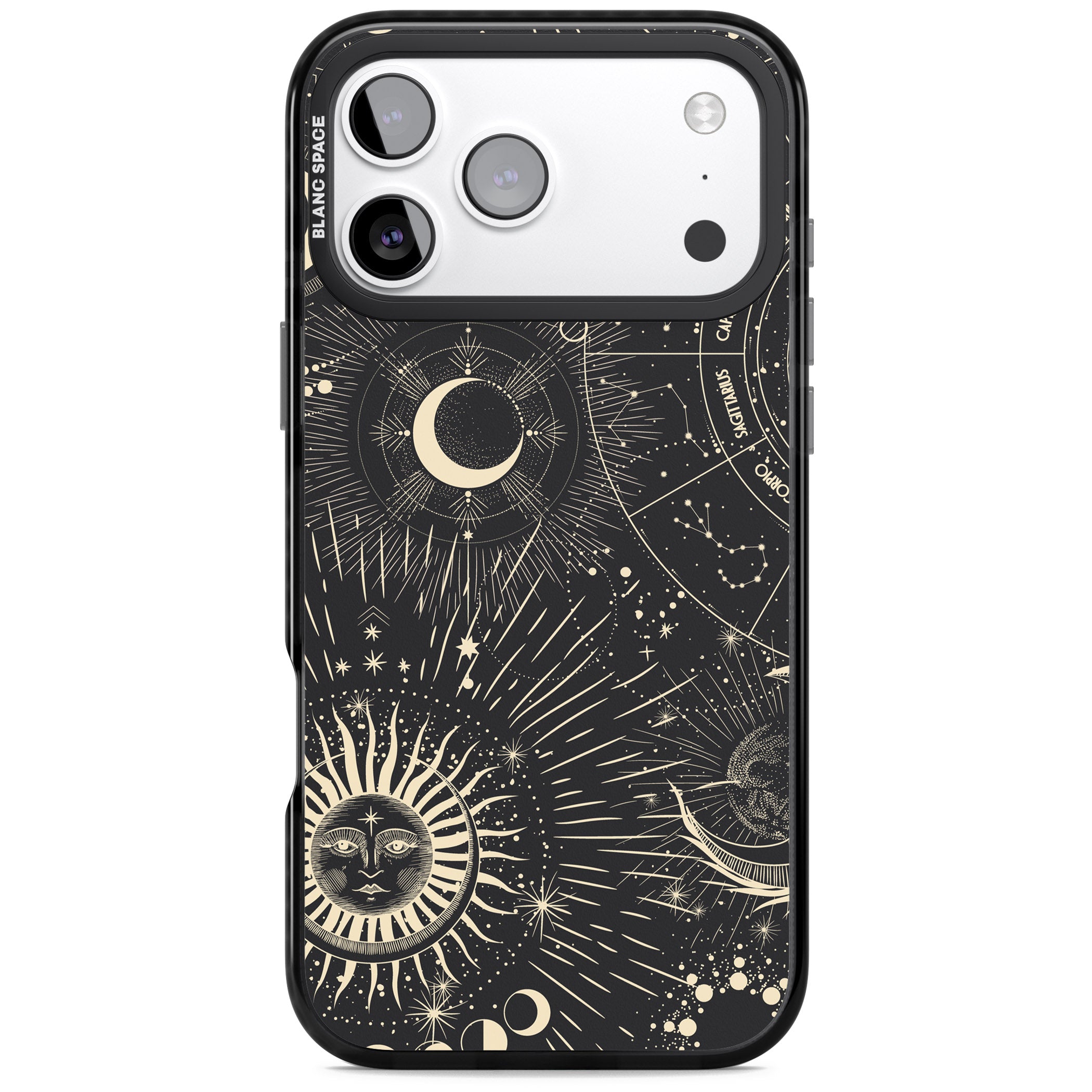Cosmic Sun & Symbols Zodiac iPhone 17 Pro Impact Black Phone Case