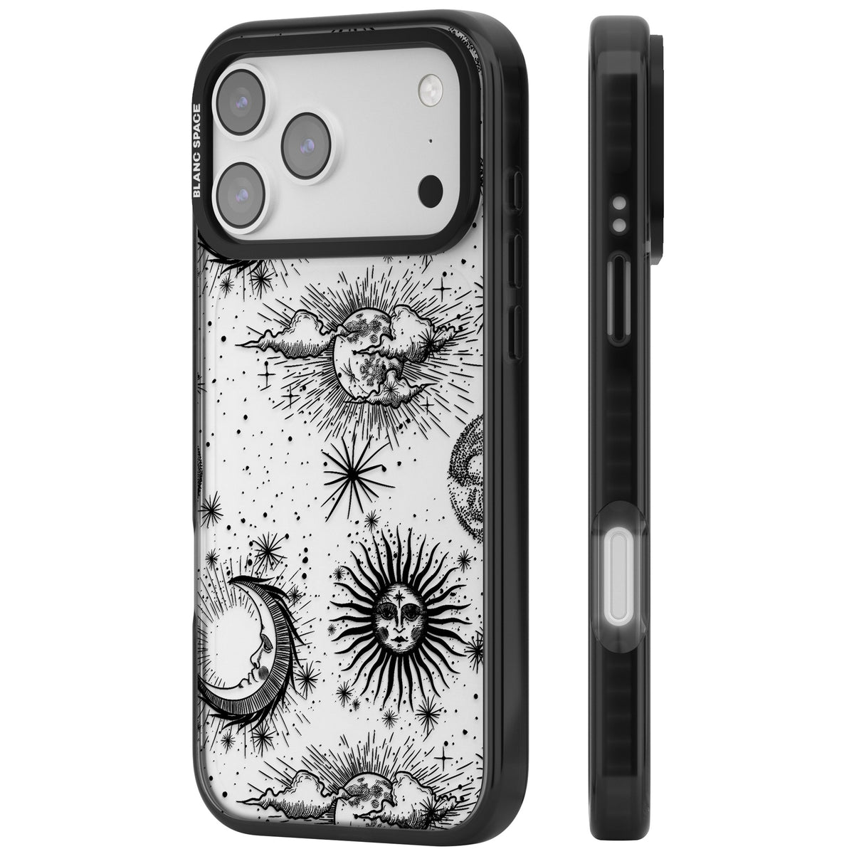 Suns, Moons & Clouds iPhone 17 Pro Max Impact Black Phone Case side