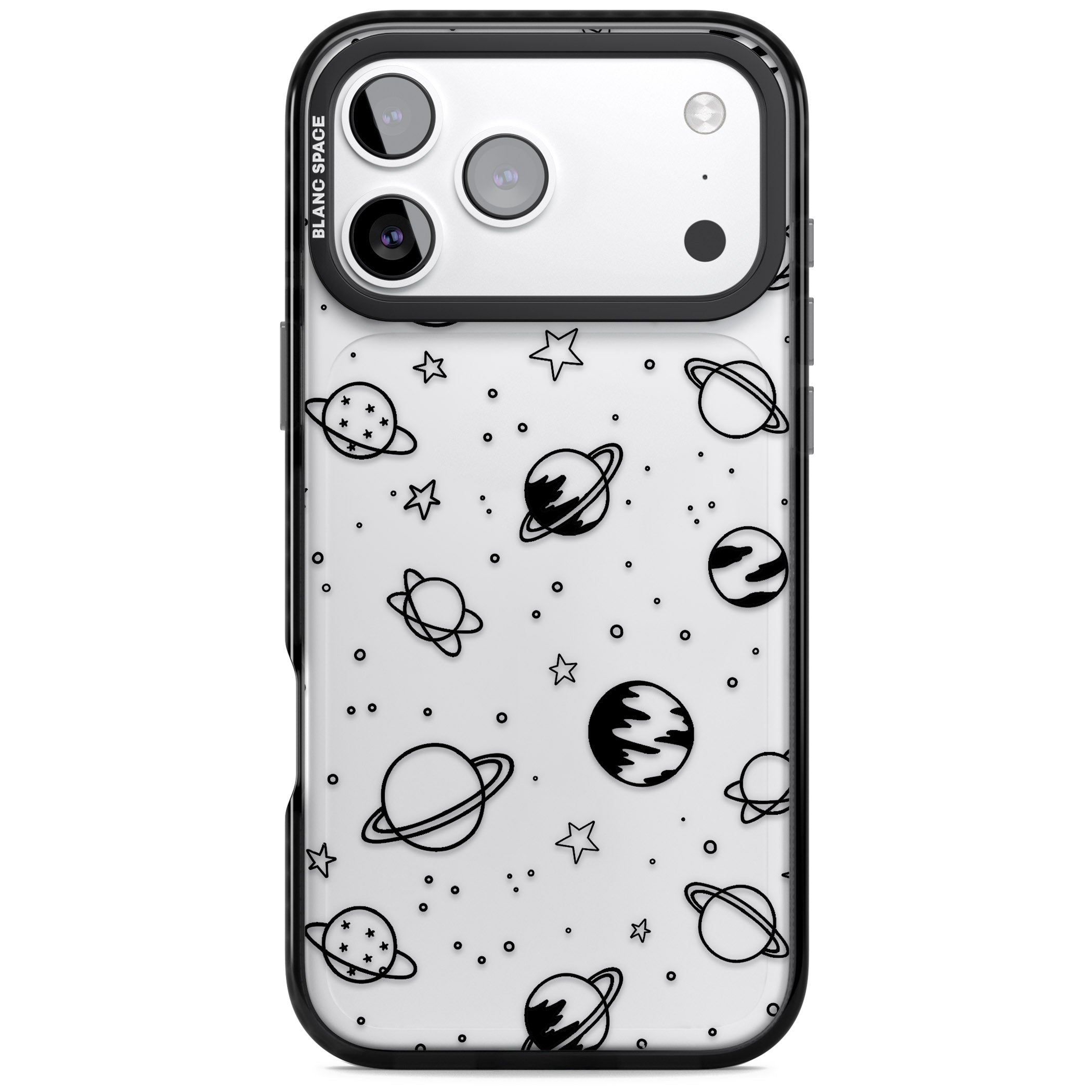 Cosmic Sketch Black Clear iPhone 17 Pro Impact Black Phone Case