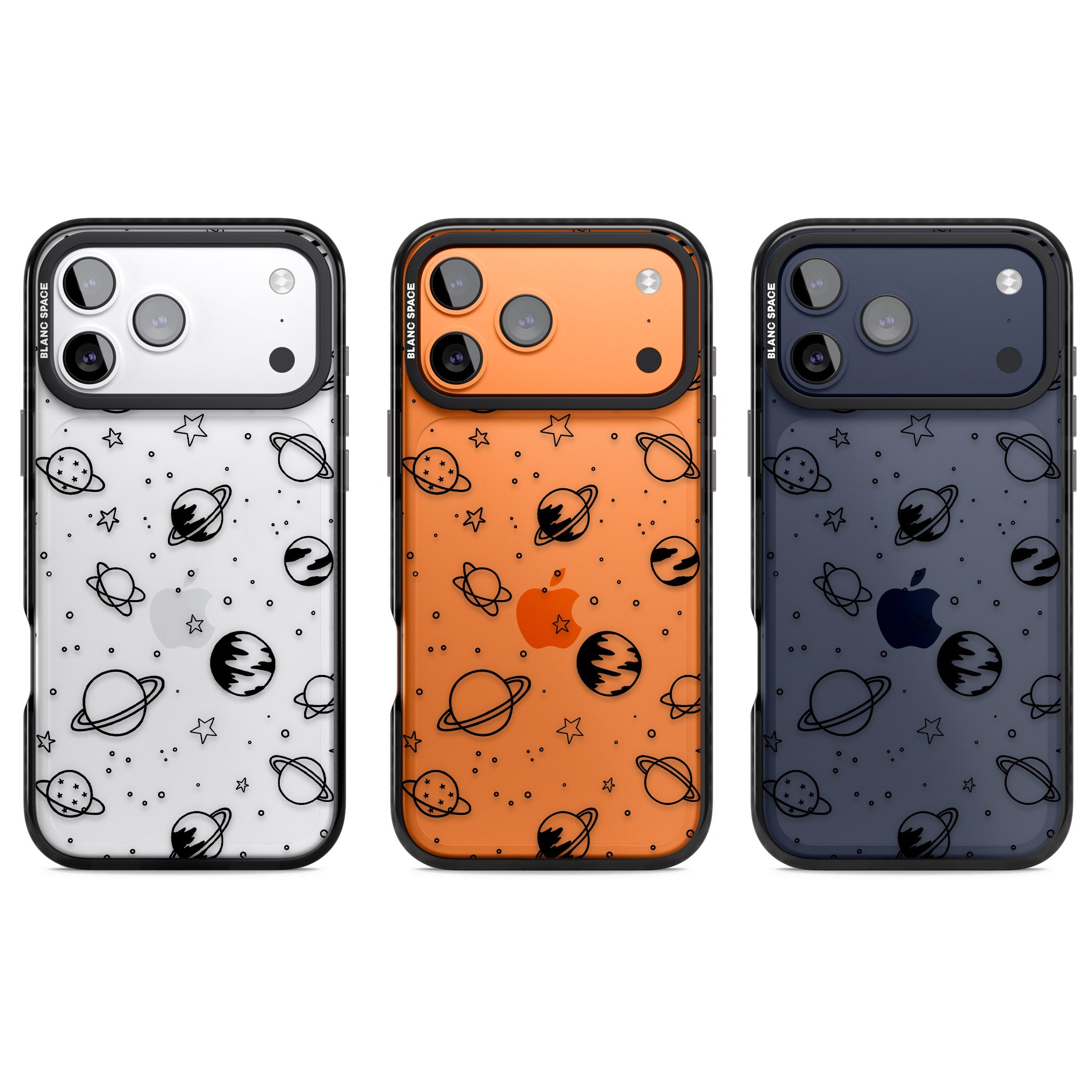 Cosmic Sketch Black Clear iPhone 17 Pro Impact Black Phone Case APT Impact Protection