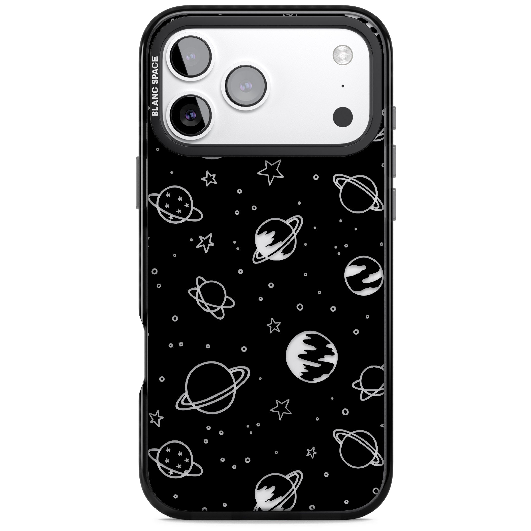 Cosmic Sketch Clear Black iPhone 17 Pro Impact Black Phone Case