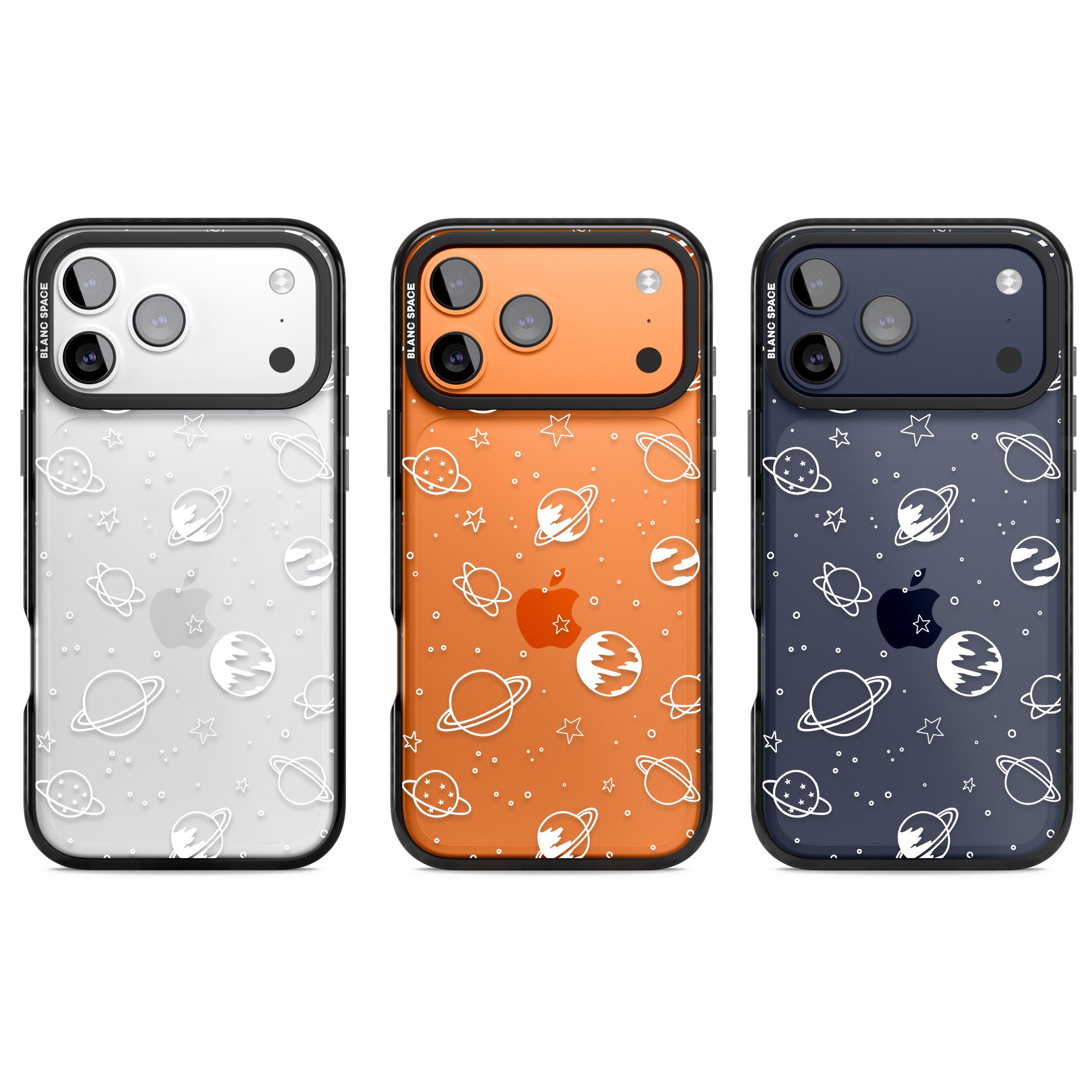 Cosmic Sketch White Clear iPhone 17 Pro Impact Black Phone Case APT Impact Protection